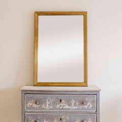 19th Century French Brass Bistro Mirror, Reeded Frame with Original Glass