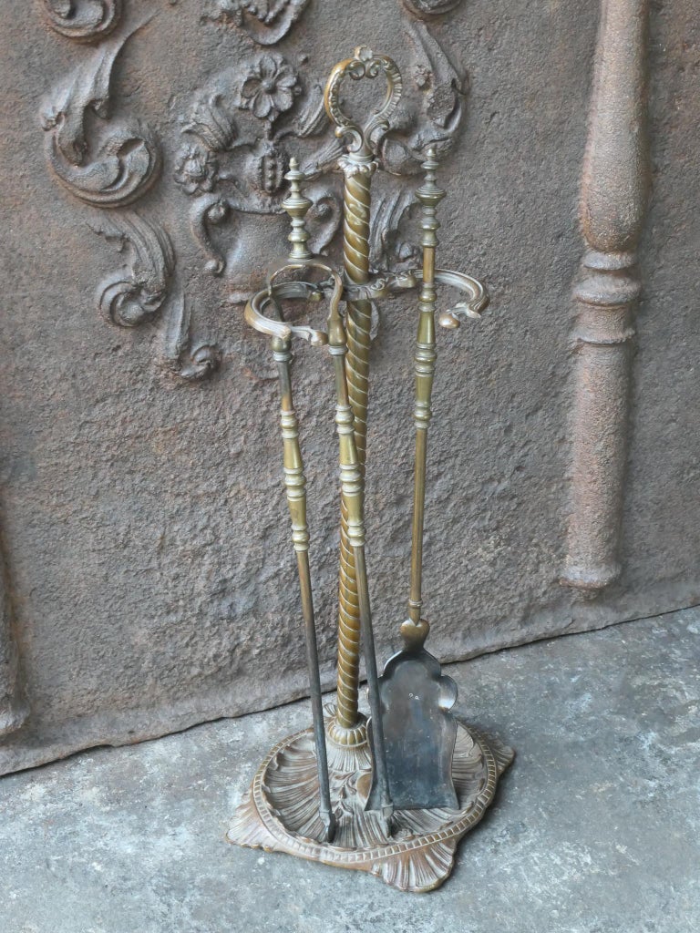 19th C. French Brass Napoleon III Fireplace Tool Set For Sale at 1stDibs