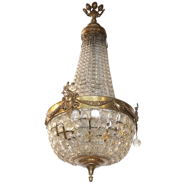 19th Century Austrian Maria Theresa Bronze and Crystal Chandelier For