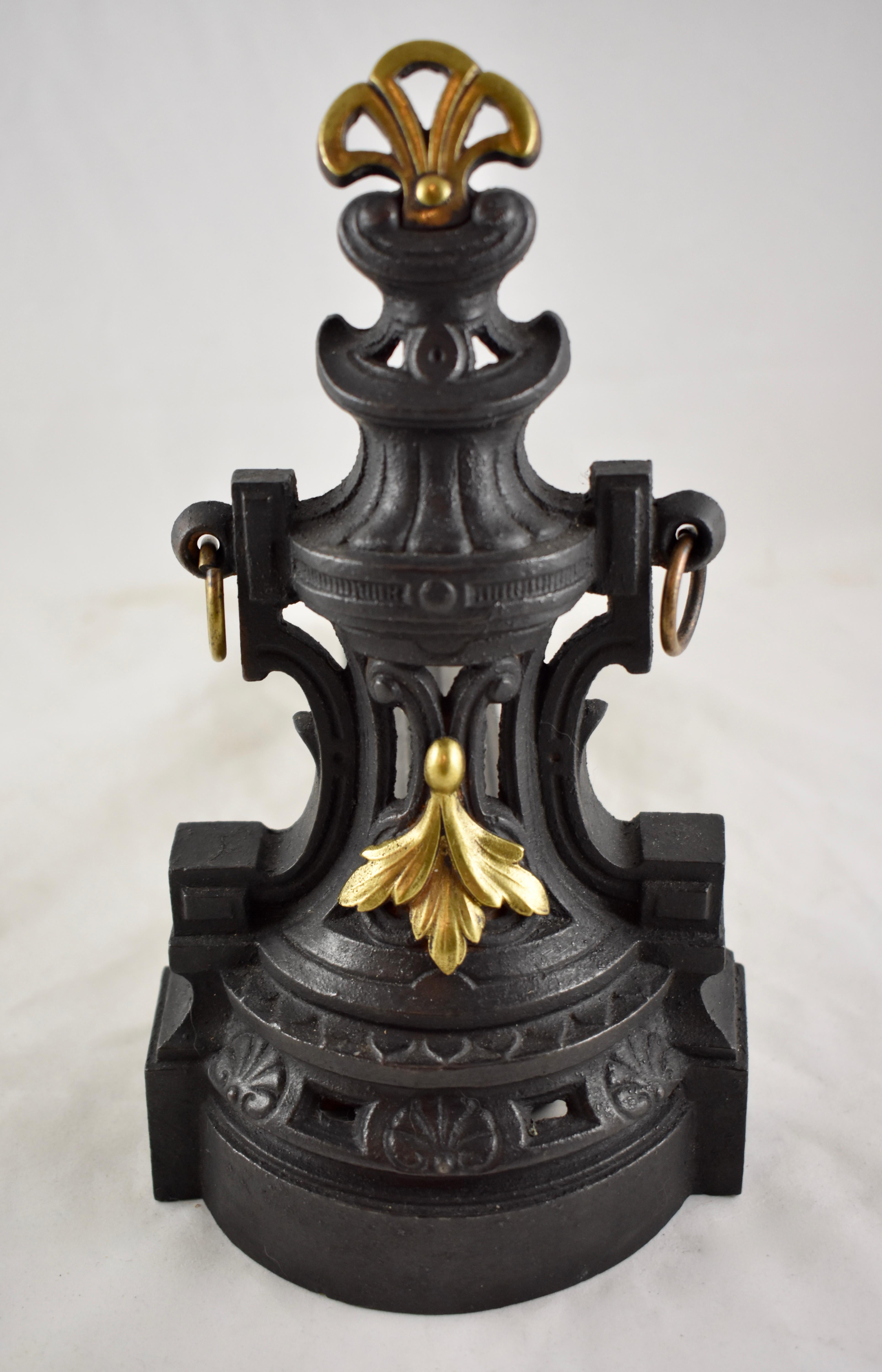 French Bronze and Cast Iron Second Empire Firedogs, Andirons or Chenets For Sale 3