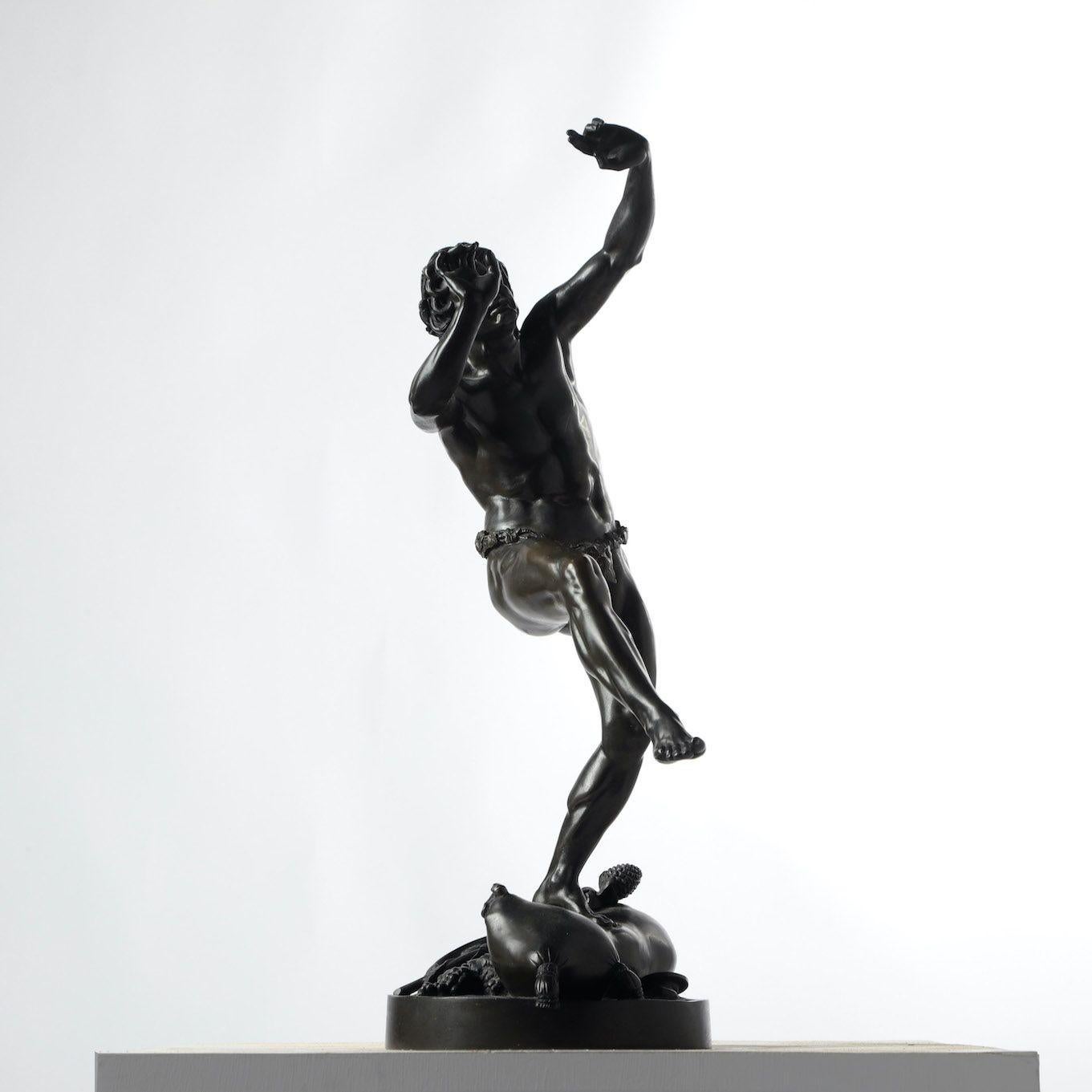 19th c. French Bronze Dancing Faun by Lequesne Eugène-Louis For Sale 9