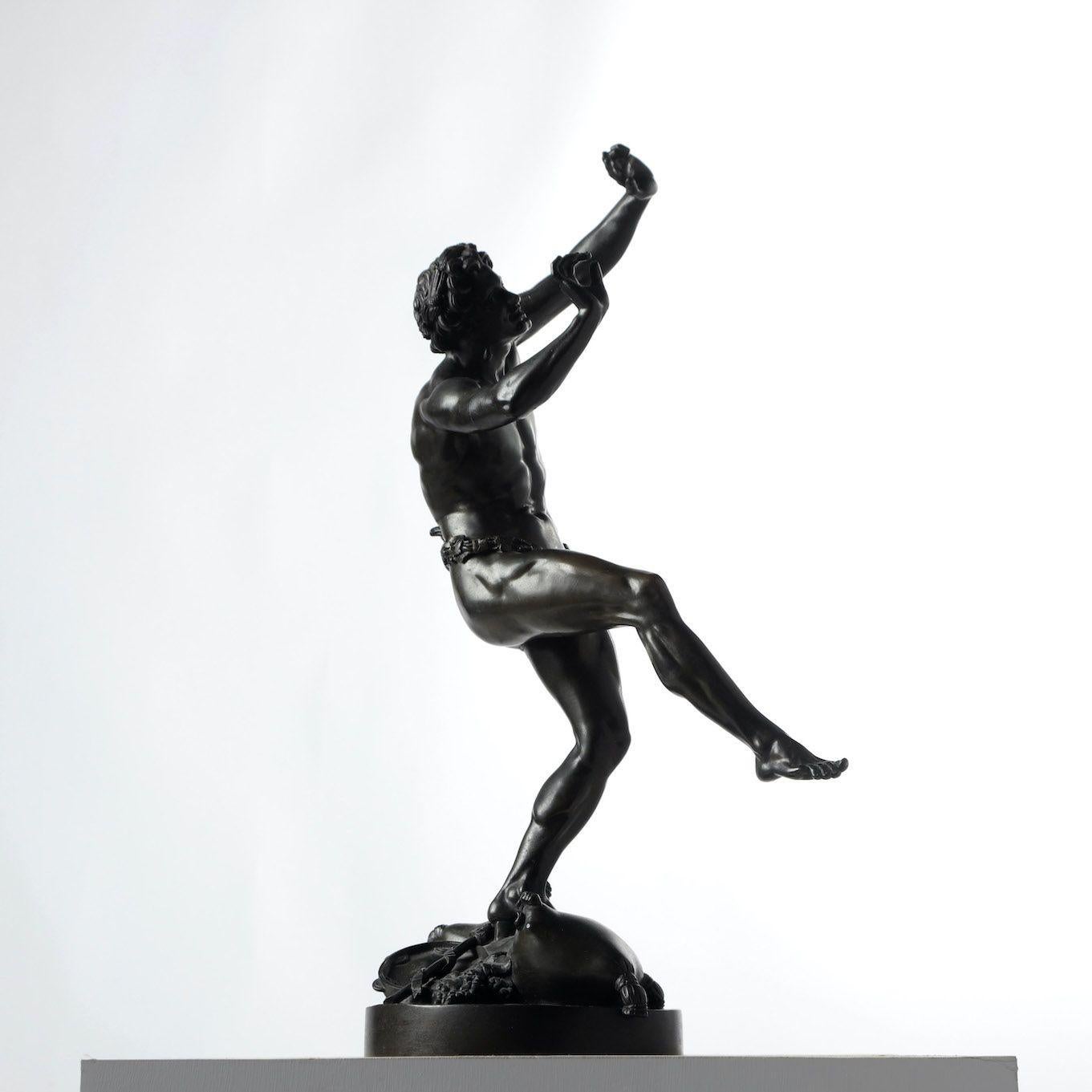 19th c. French Bronze Dancing Faun by Lequesne Eugène-Louis For Sale 10