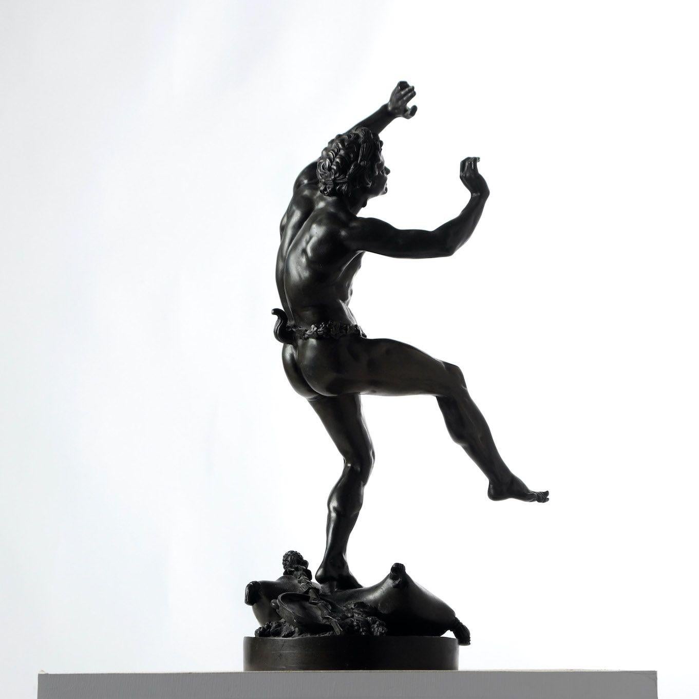 Classical Roman 19th c. French Bronze Dancing Faun by Lequesne Eugène-Louis For Sale