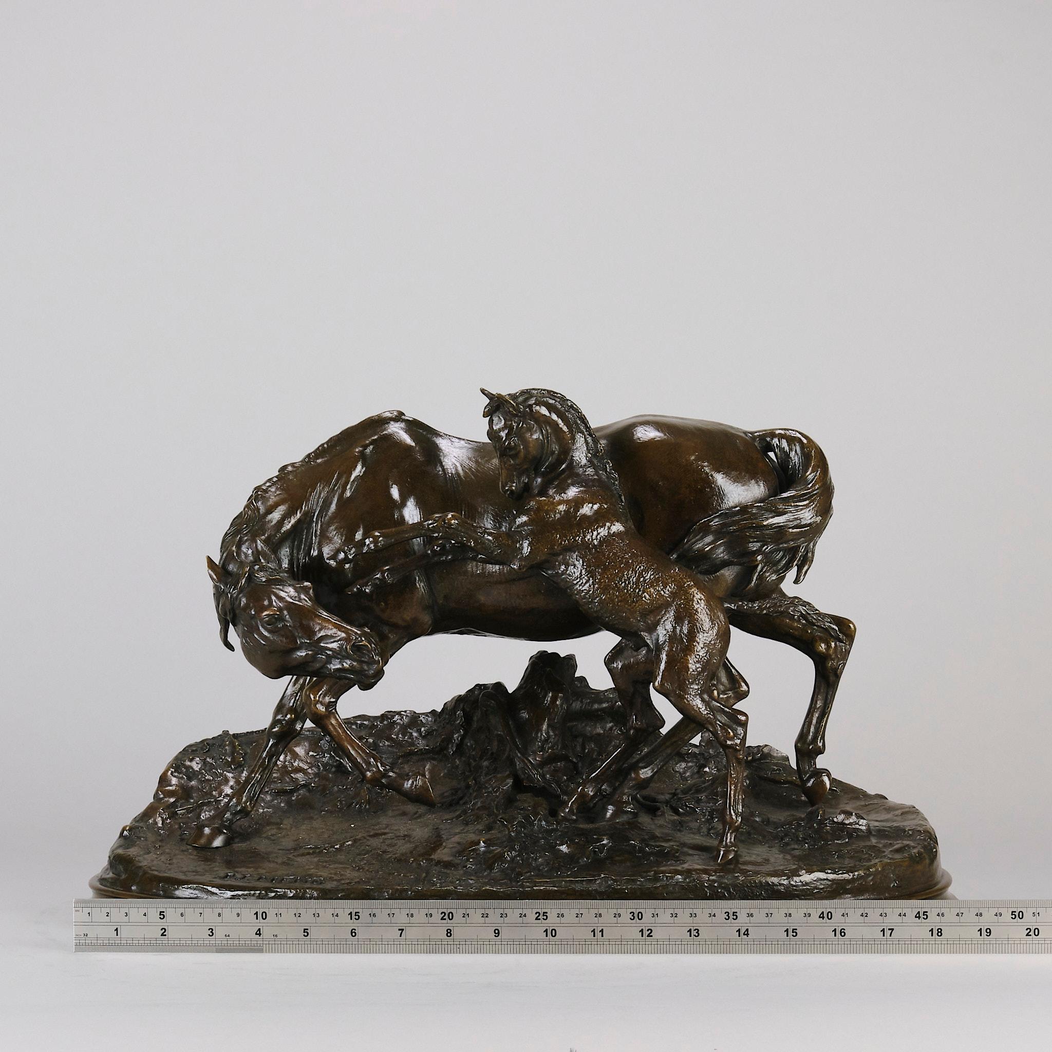 19th C French Bronze Entiled 'Jument Arabe Et Son Poulain No.1' by P J Mêne For Sale 4