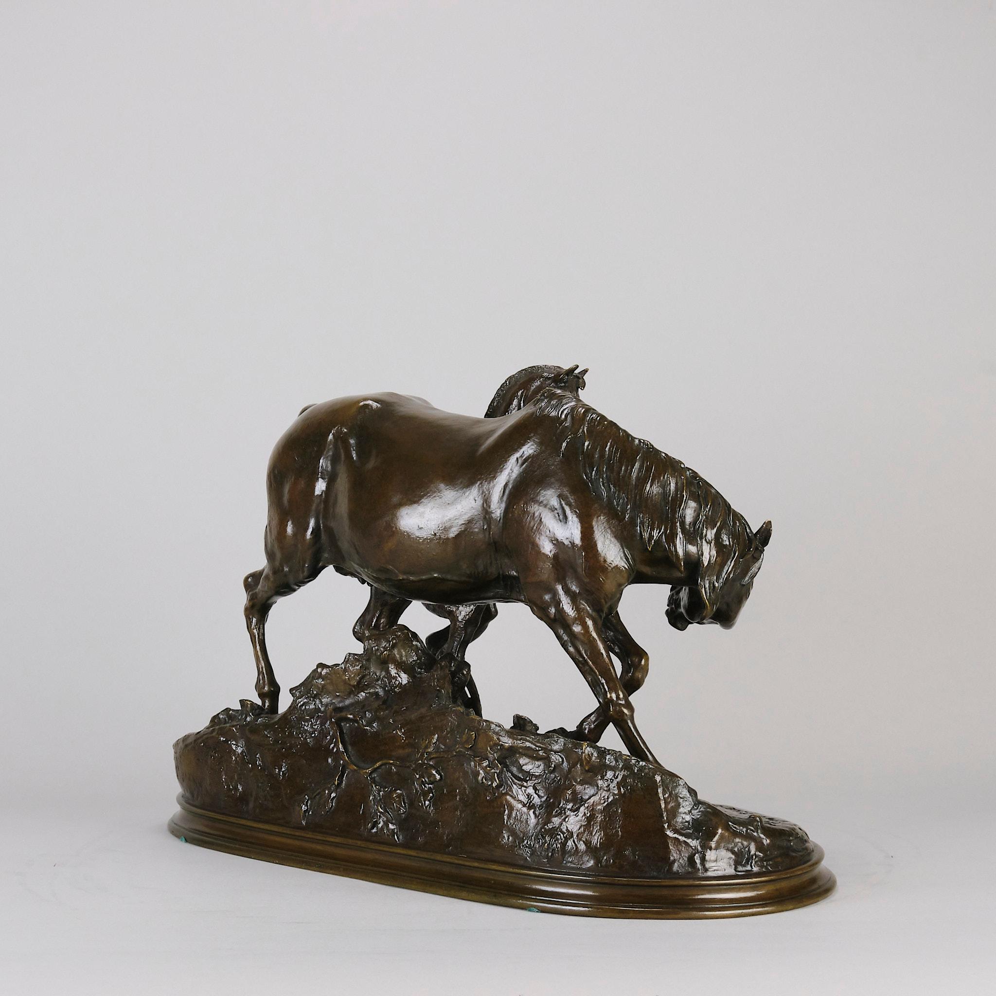 19th C French Bronze Entiled 'Jument Arabe Et Son Poulain No.1' by P J Mêne In Excellent Condition For Sale In London, GB