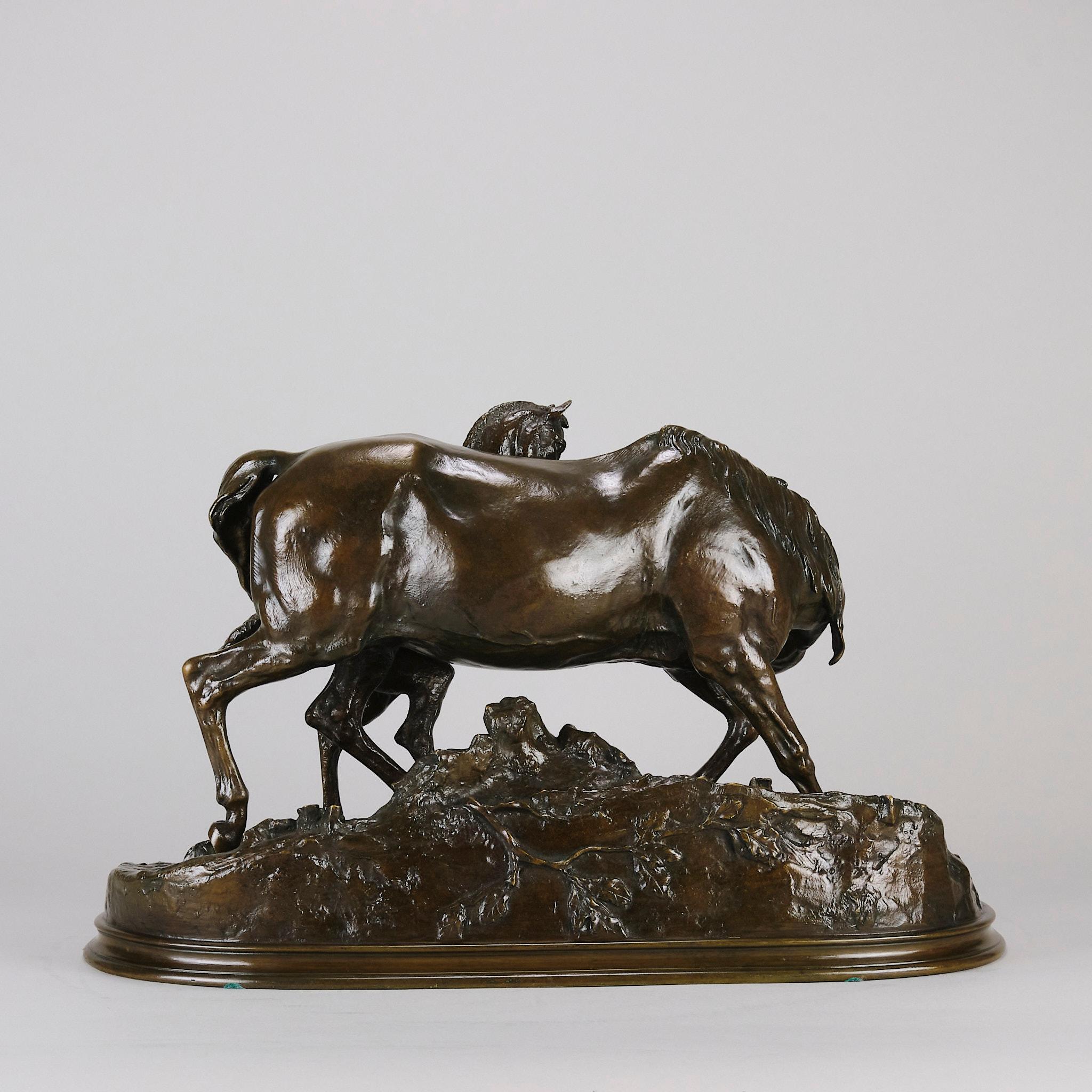 19th Century 19th C French Bronze Entiled 'Jument Arabe Et Son Poulain No.1' by P J Mêne For Sale