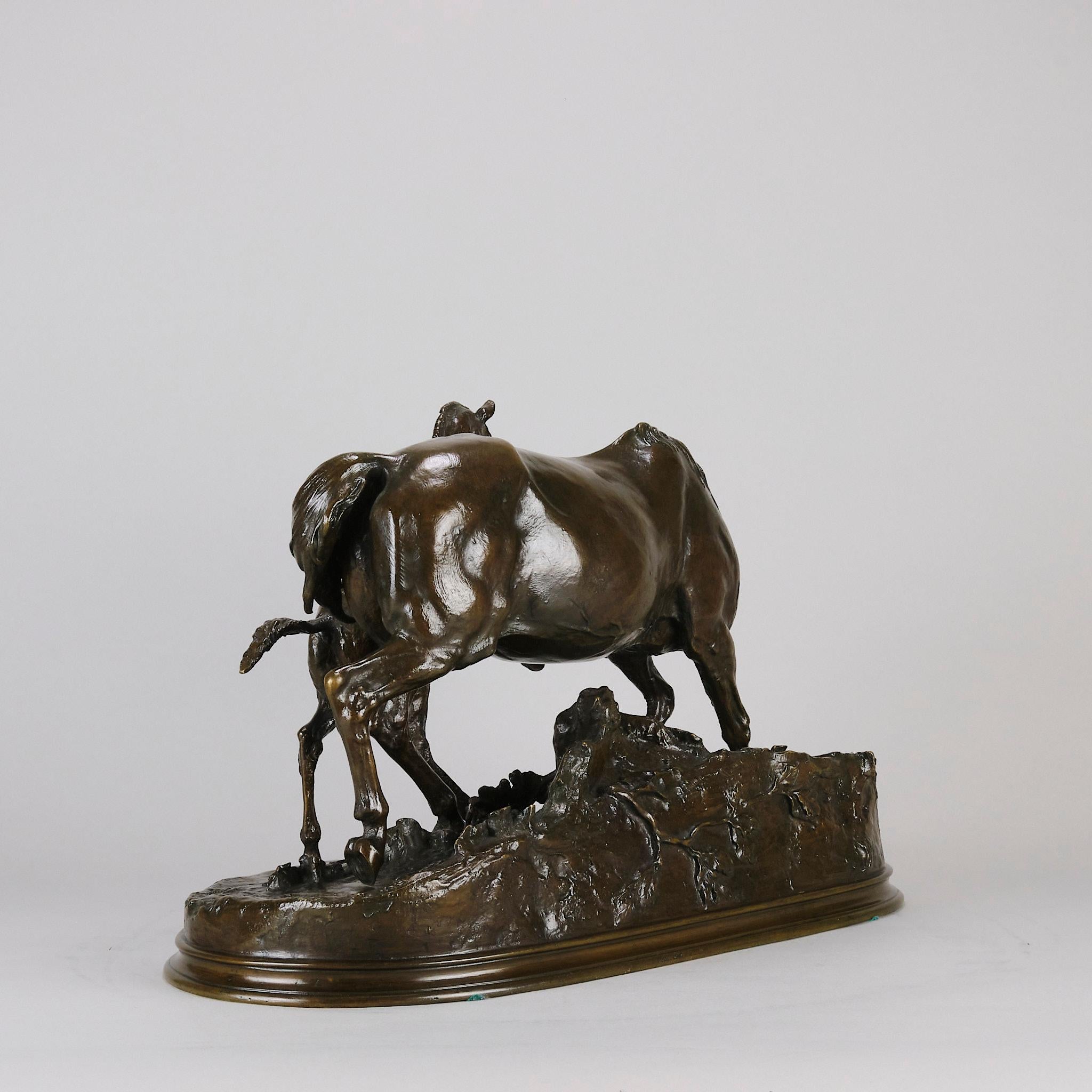 19th C French Bronze Entiled 'Jument Arabe Et Son Poulain No.1' by P J Mêne For Sale 1