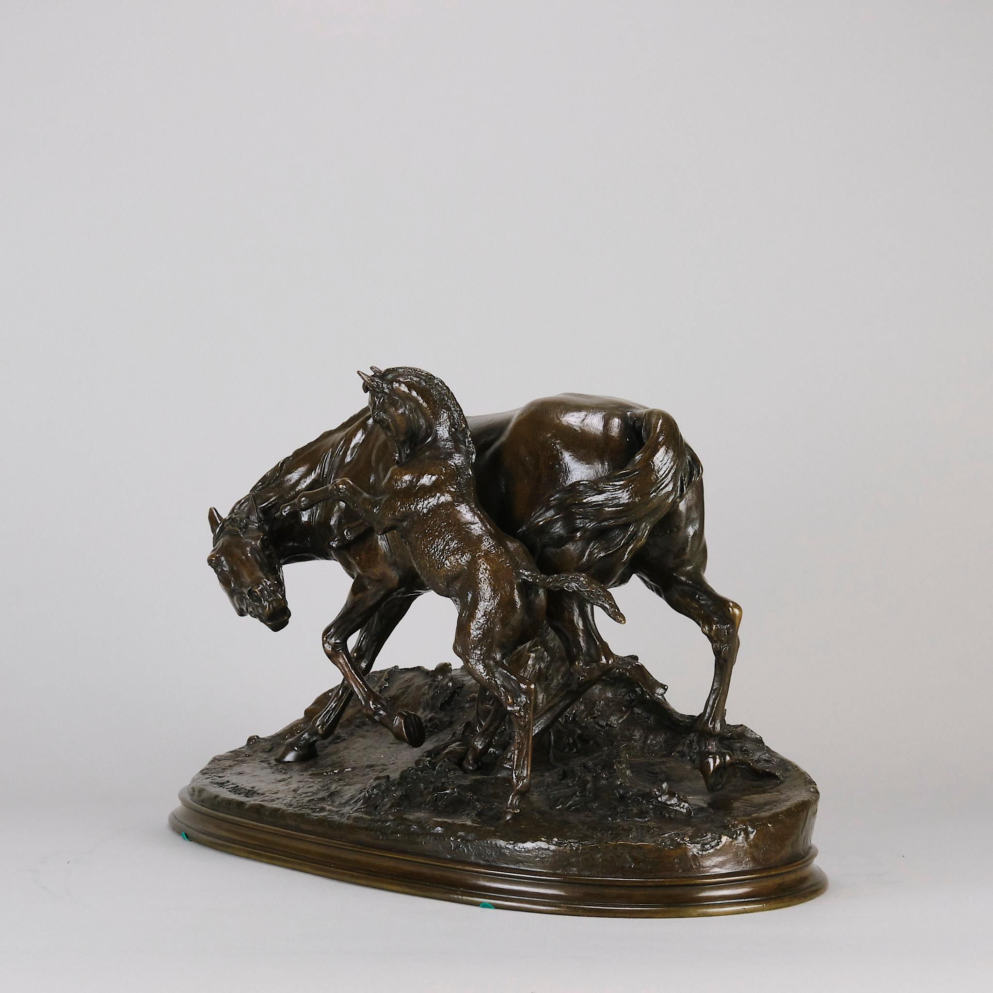 19th C French Bronze Entiled 'Jument Arabe Et Son Poulain No.1' by P J Mêne For Sale 3