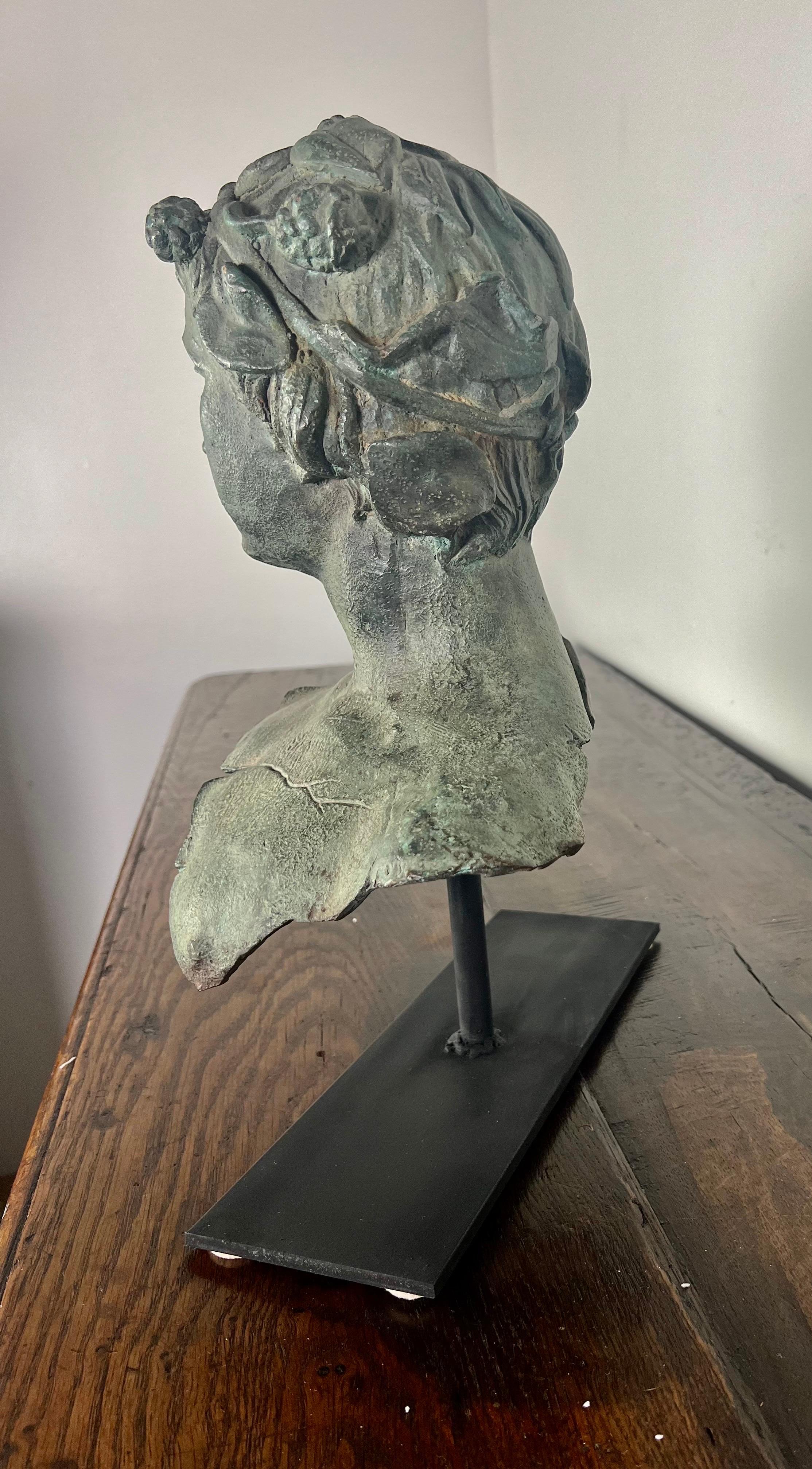19th C. French Bronze Head of a Boy For Sale 1