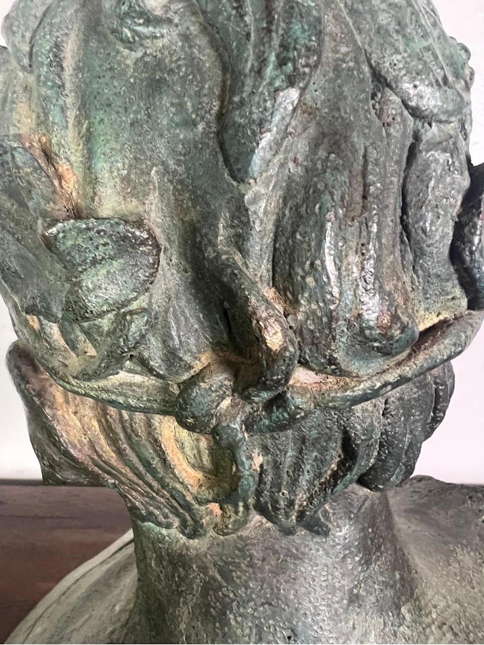 19th C. French Bronze Head of a Boy For Sale 1