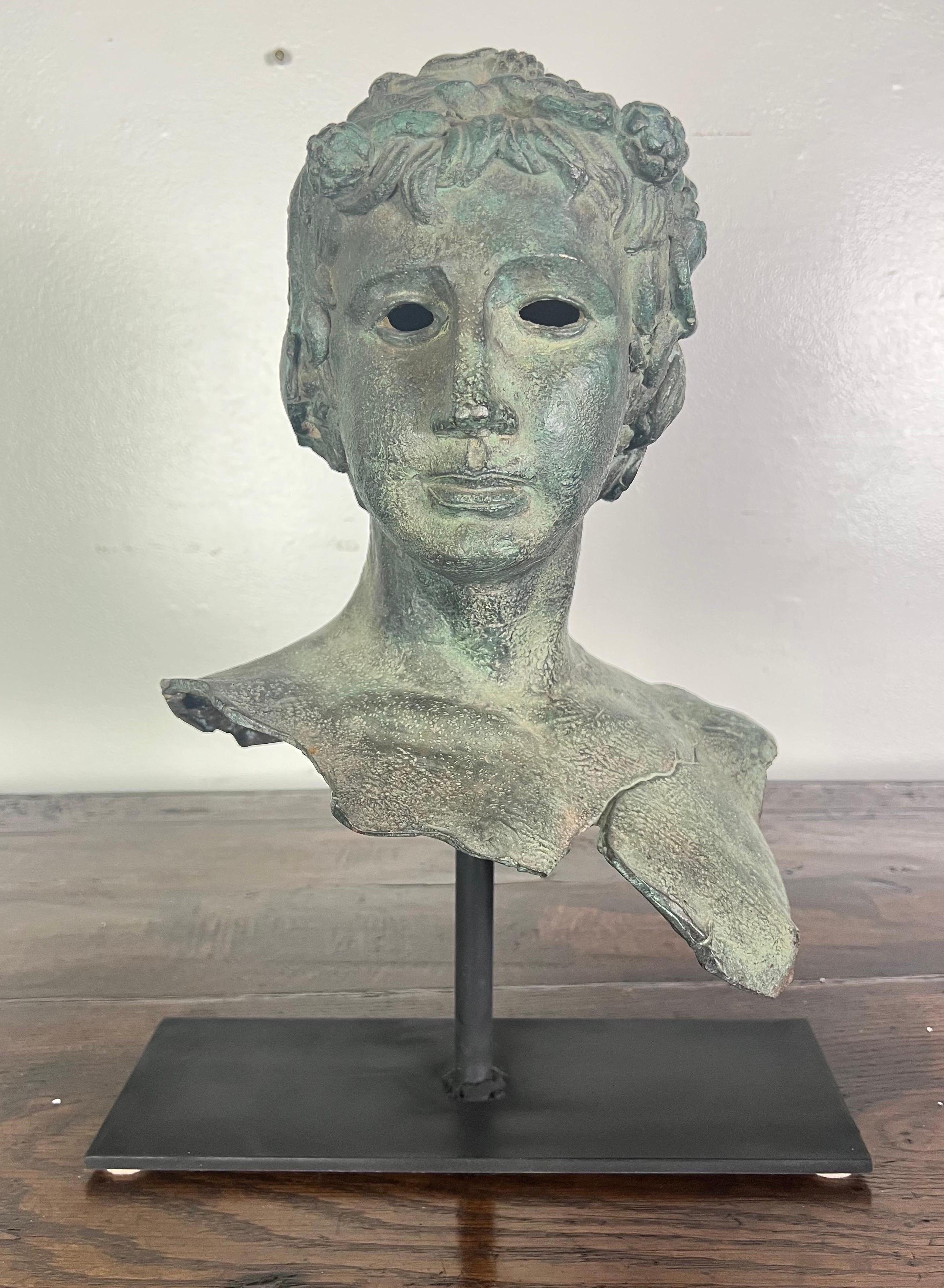 19th C. French Bronze Head of a Boy For Sale