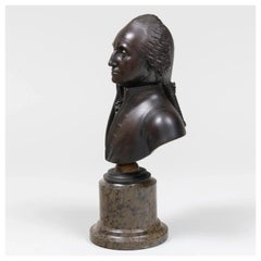 19th c. French Bronze Library Bust of President George Washington Marble Column
