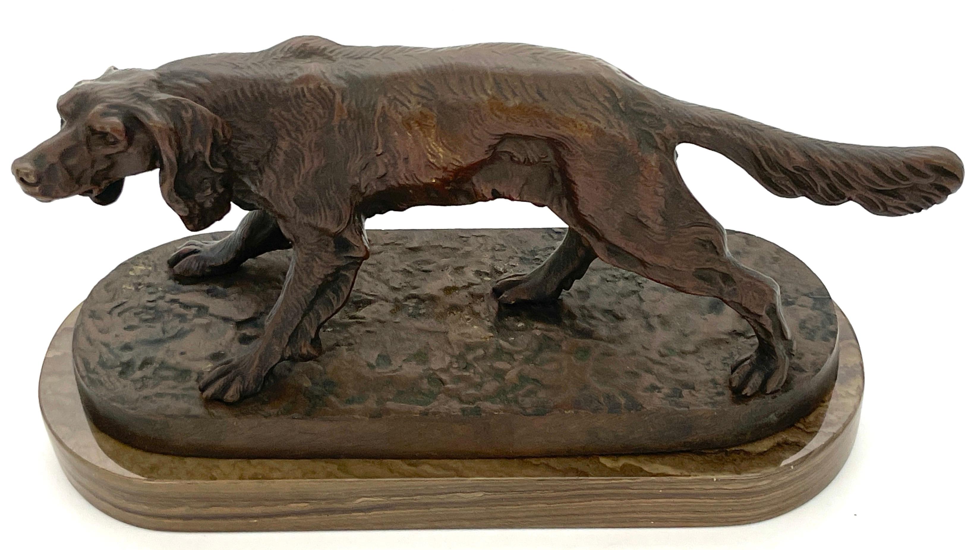 19. C.  Französische Bronzefigur eines Jagdhundes in Landschaft im Stil von  PJ Mene im Angebot 5