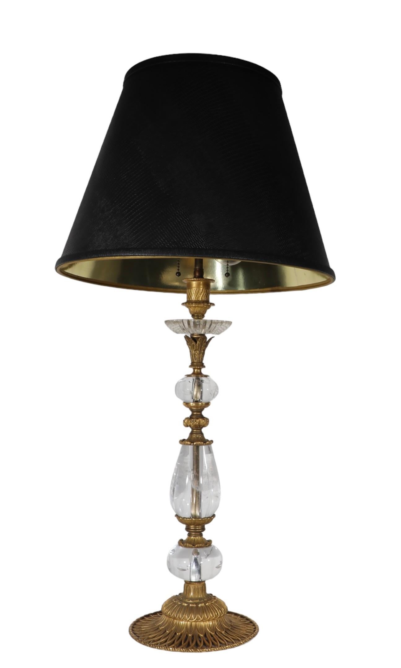   19th C French Bronze Ormolu and Rock Crystal Candlestick Table Lamp as is For Sale 6