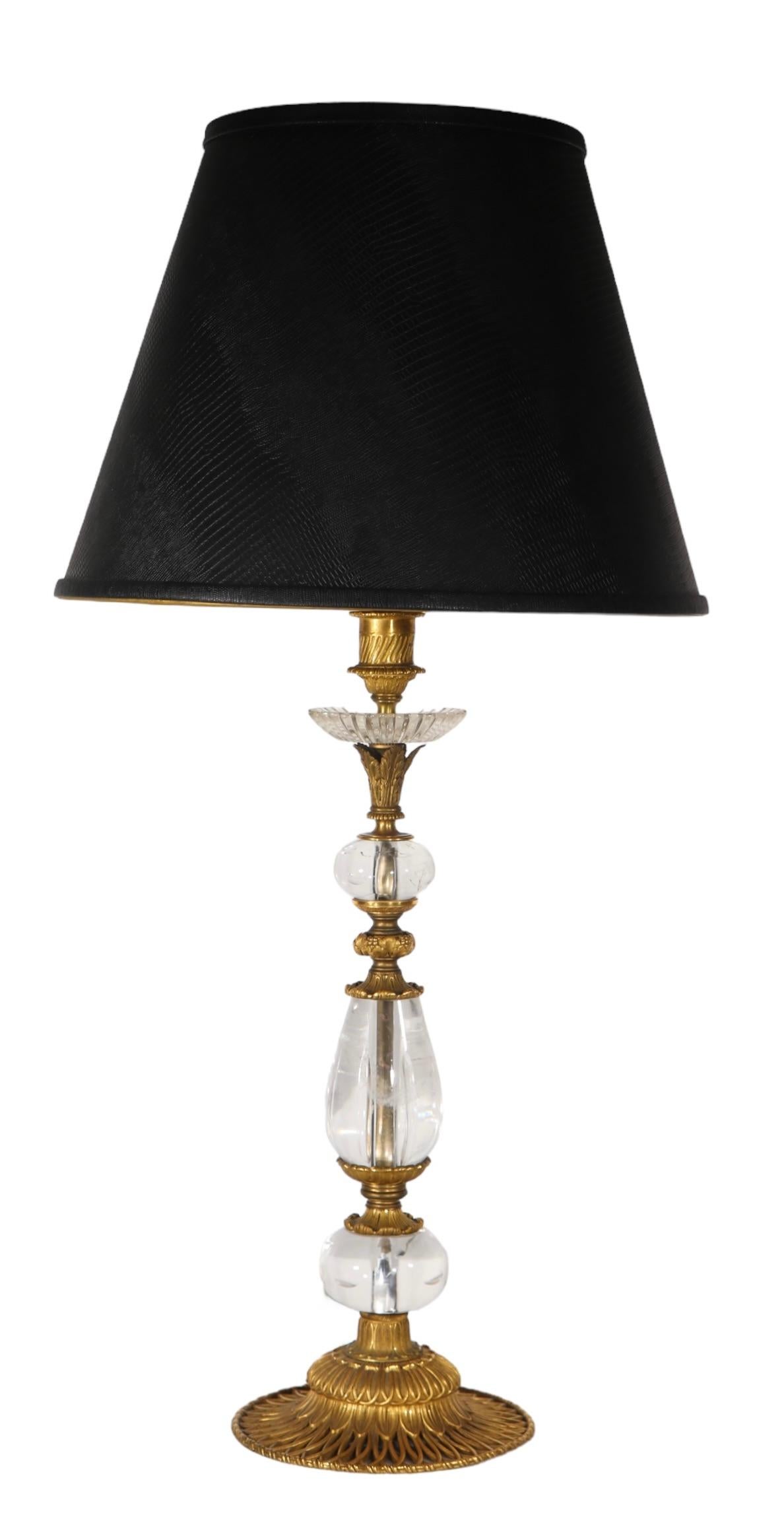   19th C French Bronze Ormolu and Rock Crystal Candlestick Table Lamp as is For Sale 9