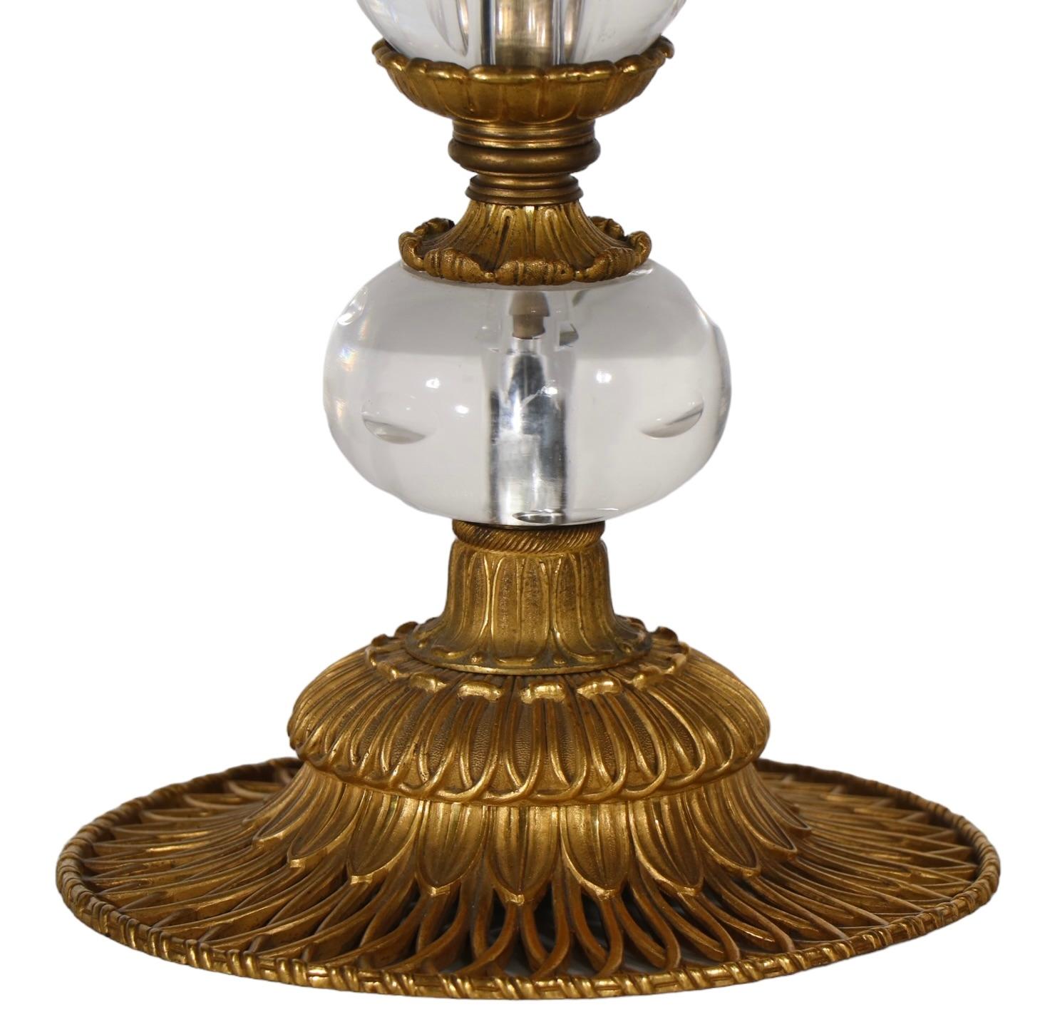   19th C French Bronze Ormolu and Rock Crystal Candlestick Table Lamp as is For Sale 10