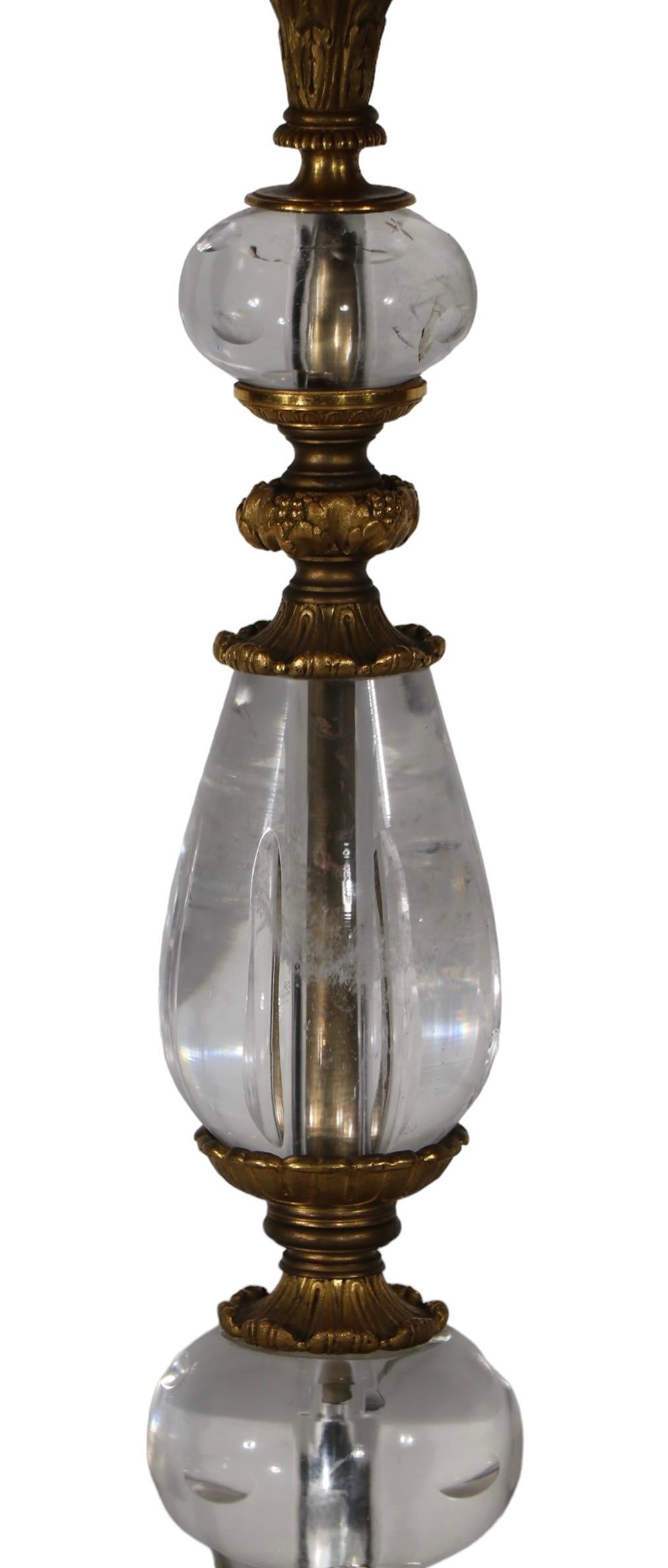   19th C French Bronze Ormolu and Rock Crystal Candlestick Table Lamp as is For Sale 11