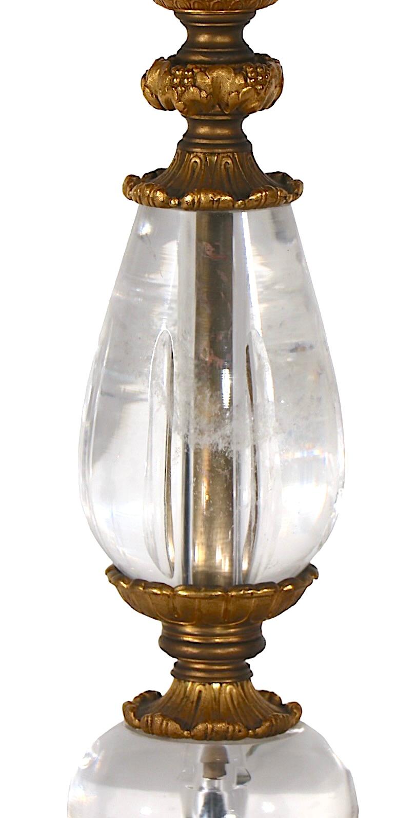 Neoclassical   19th C French Bronze Ormolu and Rock Crystal Candlestick Table Lamp as is For Sale