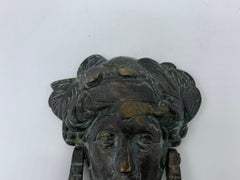 19th Century French Bronze Verdigris Female Figure Door Knocker