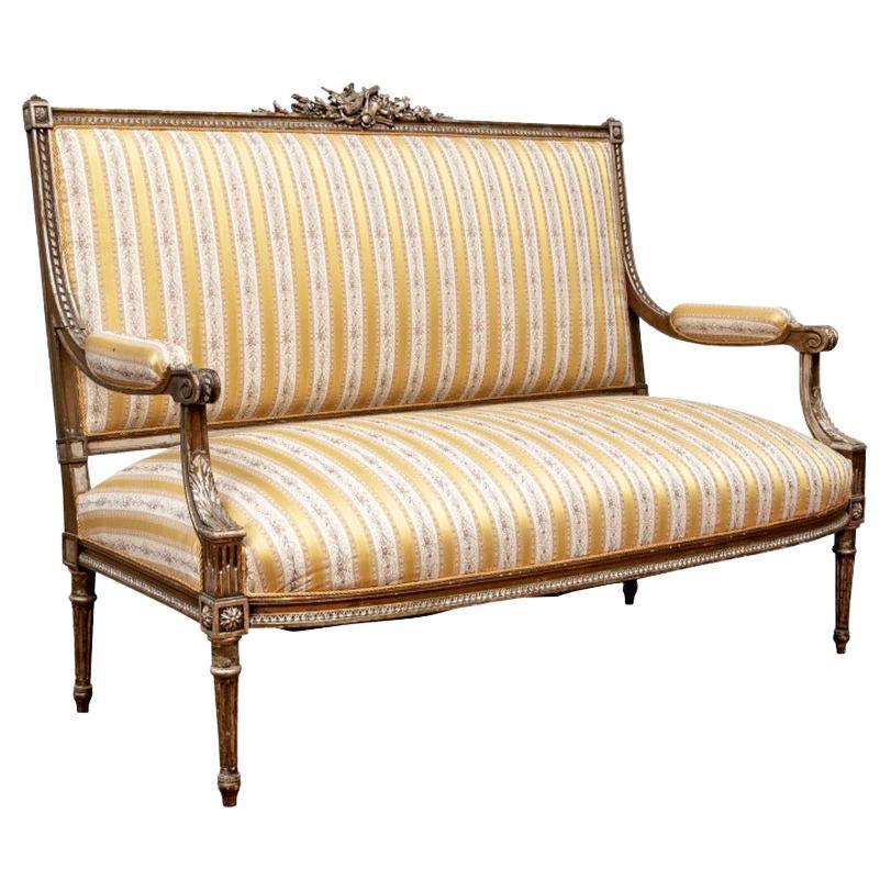 19th C. French Carved and Gilt Settee
