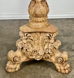 19th C. French Carved Beached Walnut Standing Lamp