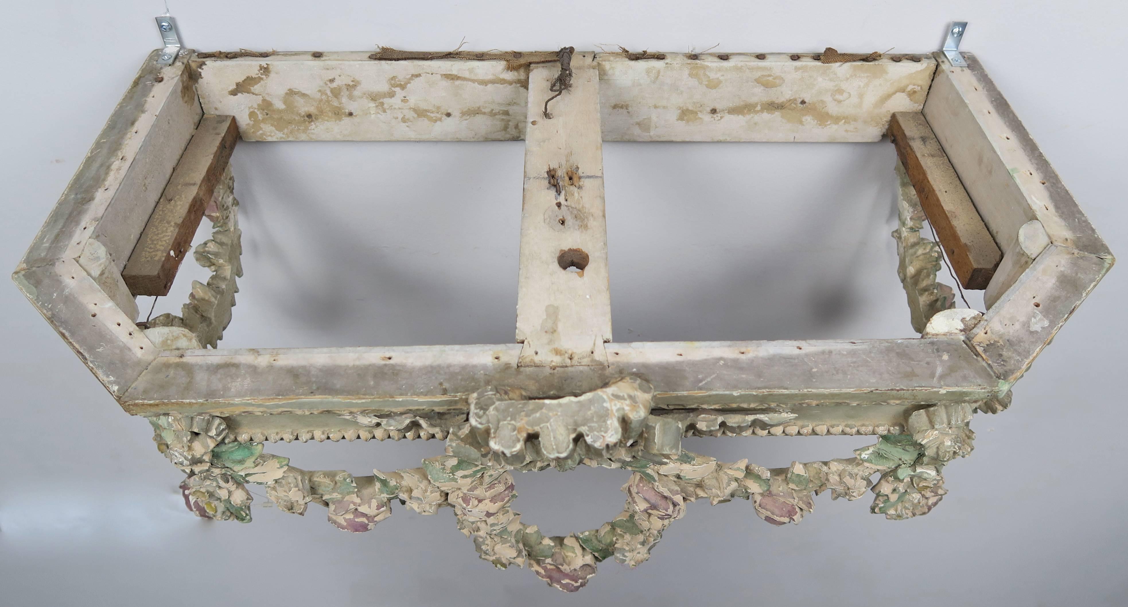 19th Century French Carved Bed Canopy with Garlands of Flowers 3