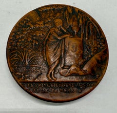 19th C. French Carved Boxwood Snuff Box, PRINCE EUGENE AT HIS MOTHER'S TOMB