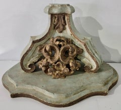 19th-C. French Carved Giltwood & Painted Celadon Wall Bracket / Shelf