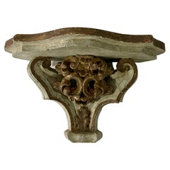 19th-C. French Carved Giltwood & Painted Celadon Wall Bracket / Shelf