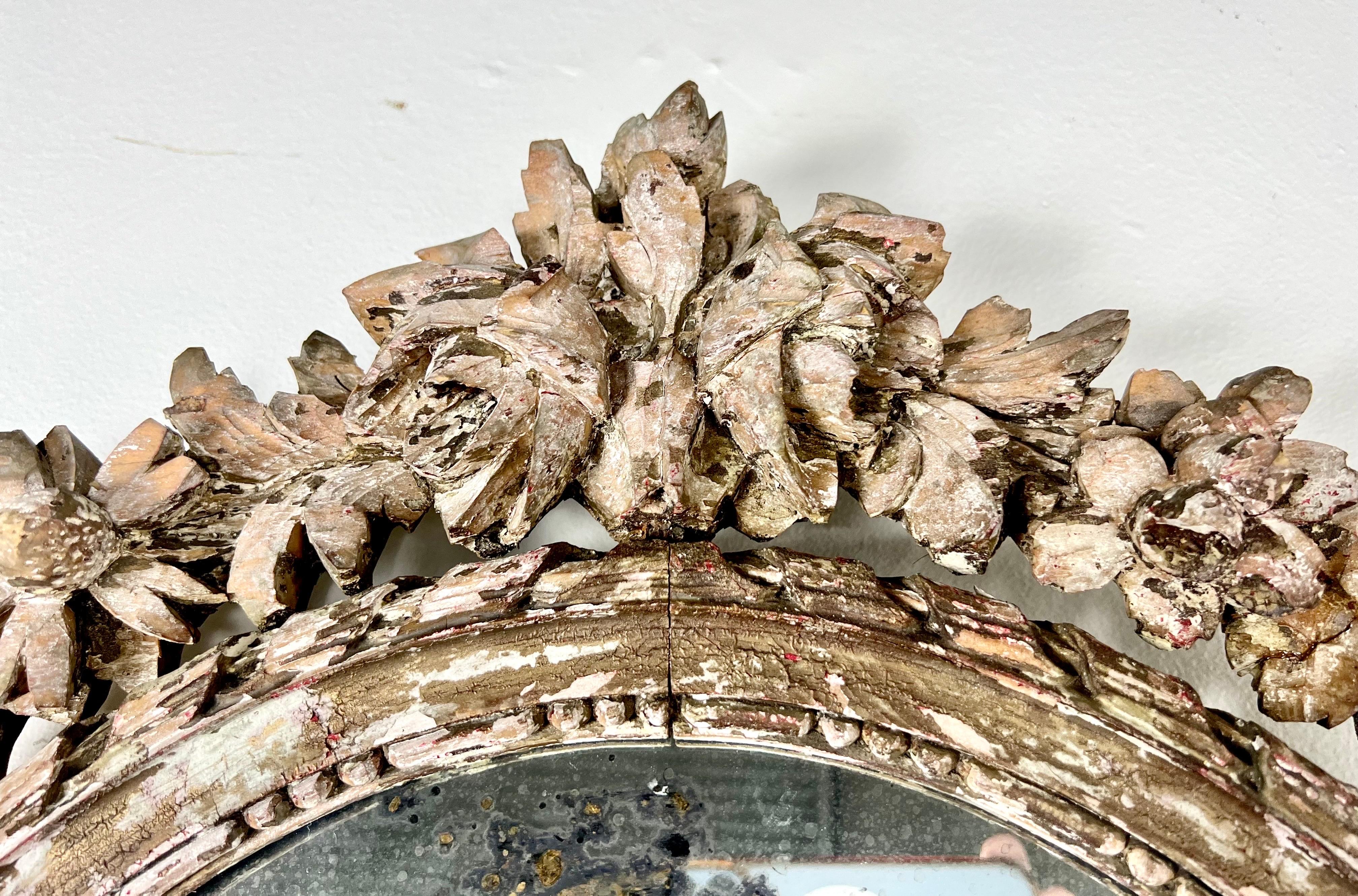19th C. French Carved Mirror with Flowers 1