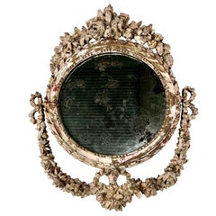 Antique 19th C. French Carved Mirror with Flowers