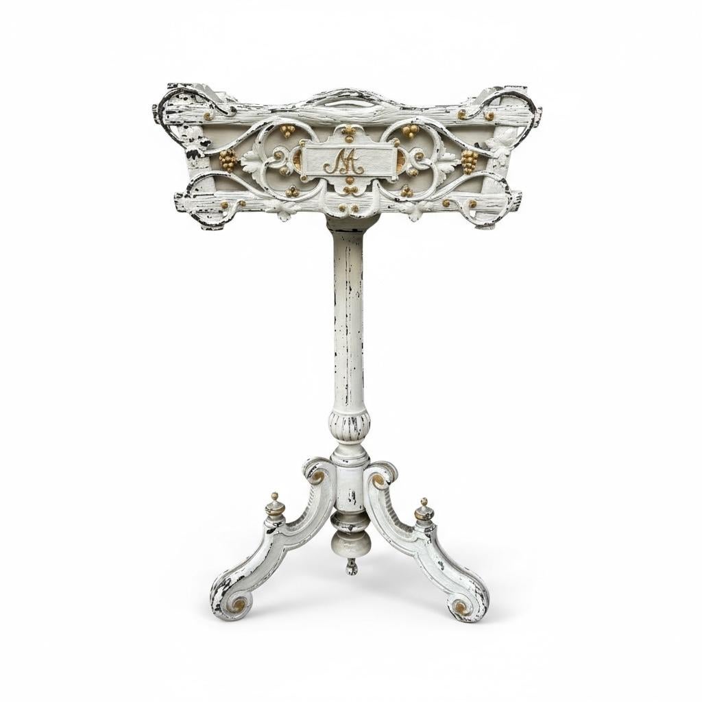 This is a 19th century French Black Forest inspired carved oak planter. The white painted finish is not original. The zinc liner is removable. The carved faux bois frame is in very good structurally. It dates to approximately 1880. Black Forest