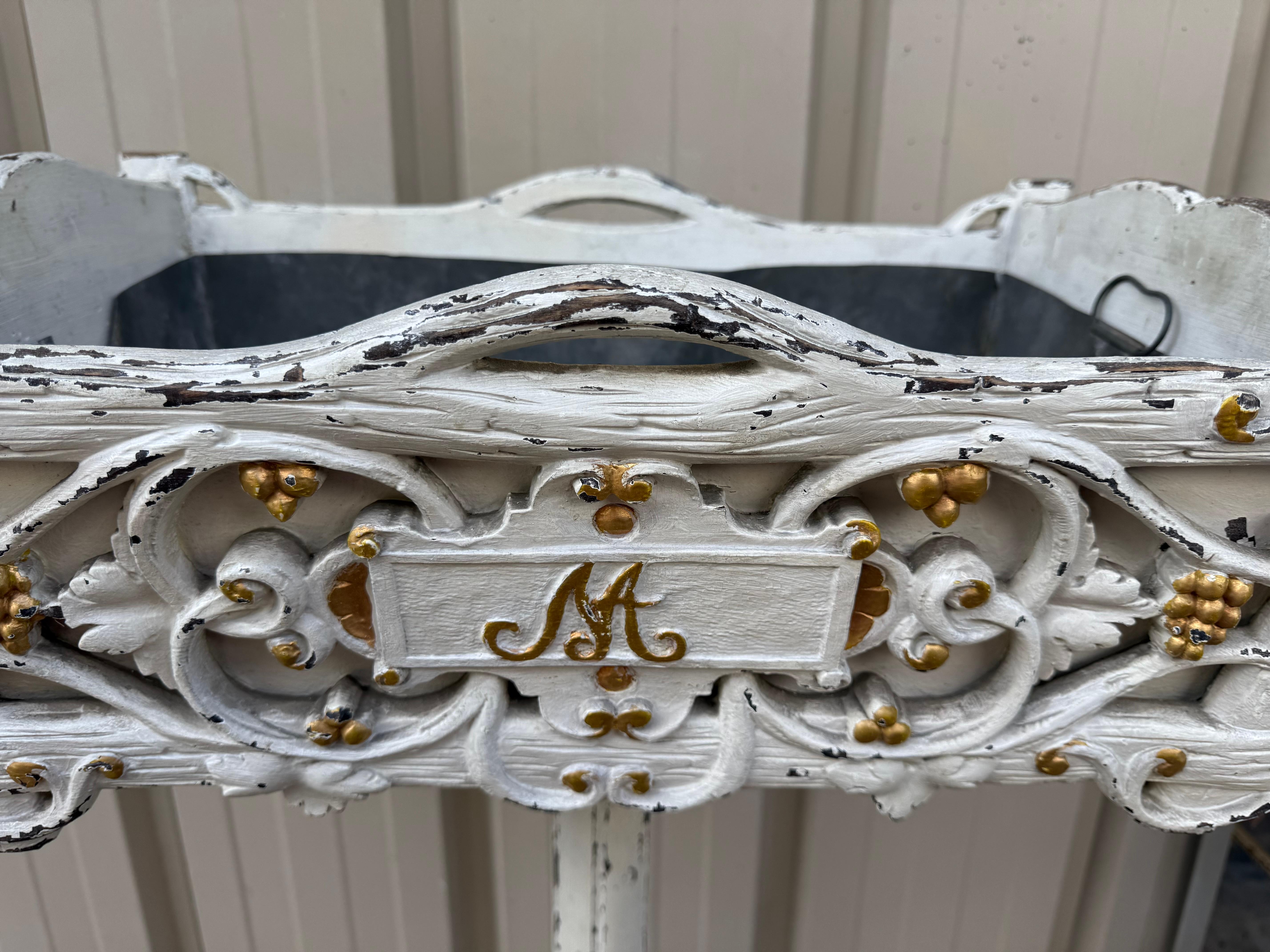 Early 17th Century 19th-C. French Carved Oak Black Forest Faux Bois Garden Planter Jardiniere For Sale