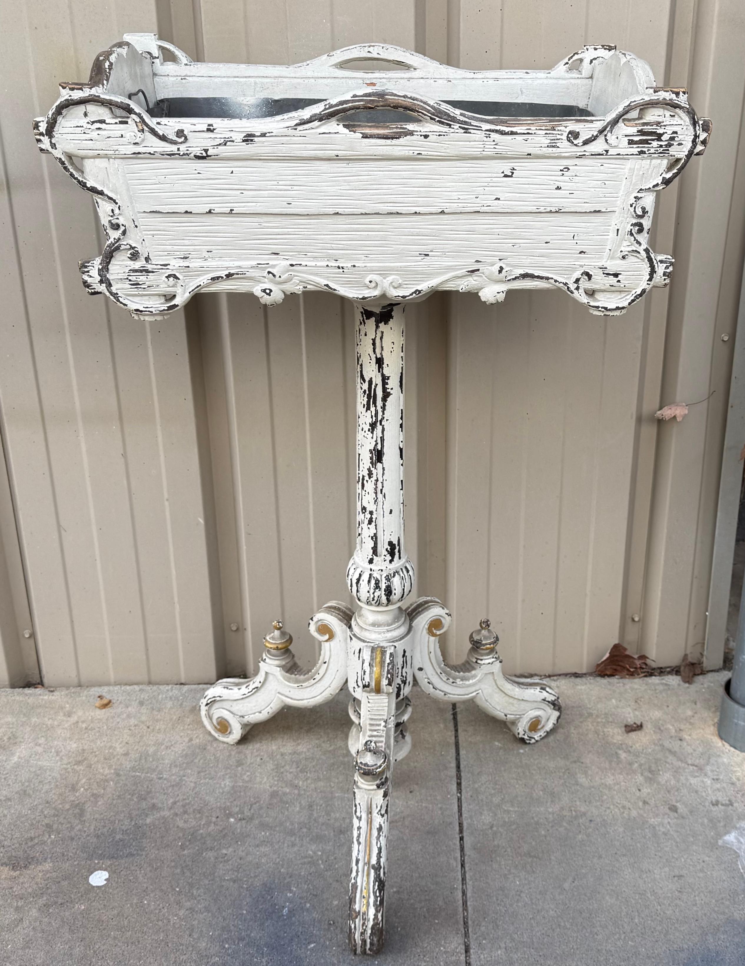 19th-C. French Carved Oak Black Forest Faux Bois Garden Planter Jardiniere For Sale 2