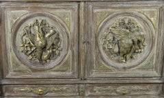 19th century French Carved Painted and Parcel-Gilt Buffet