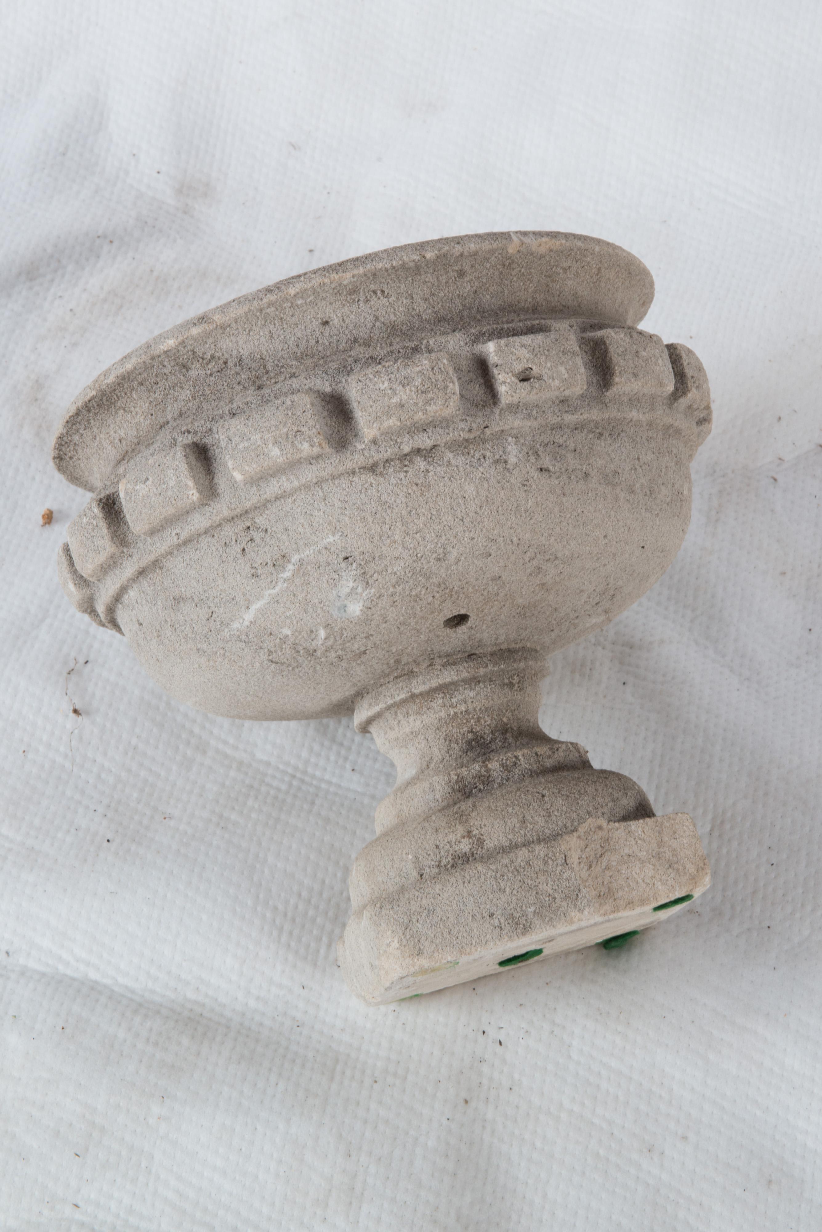 Late 19th Century 19th Century French Carved Stone Planter / Urn with Dental Trim For Sale