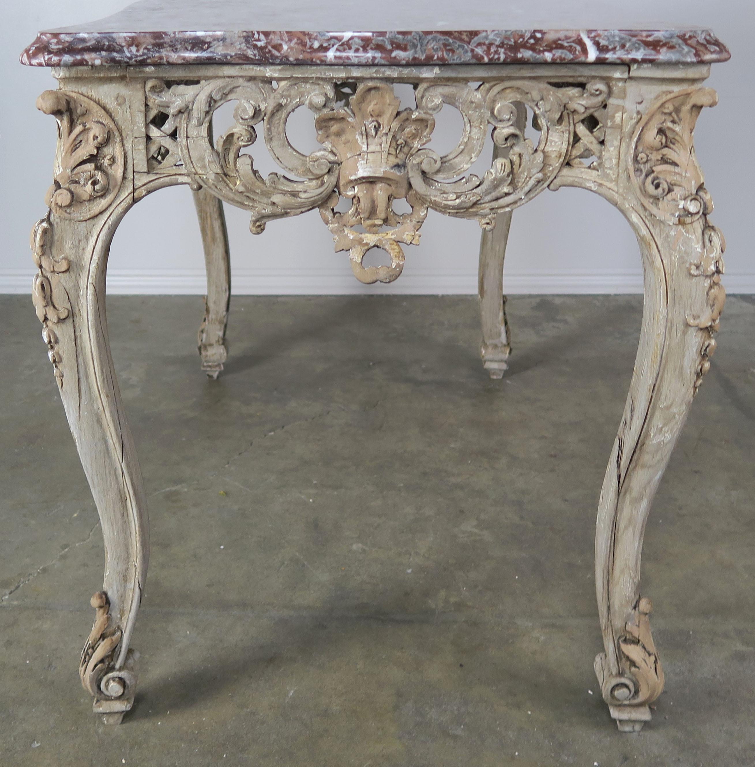 19th Century French Carved Table with Marble Top 5