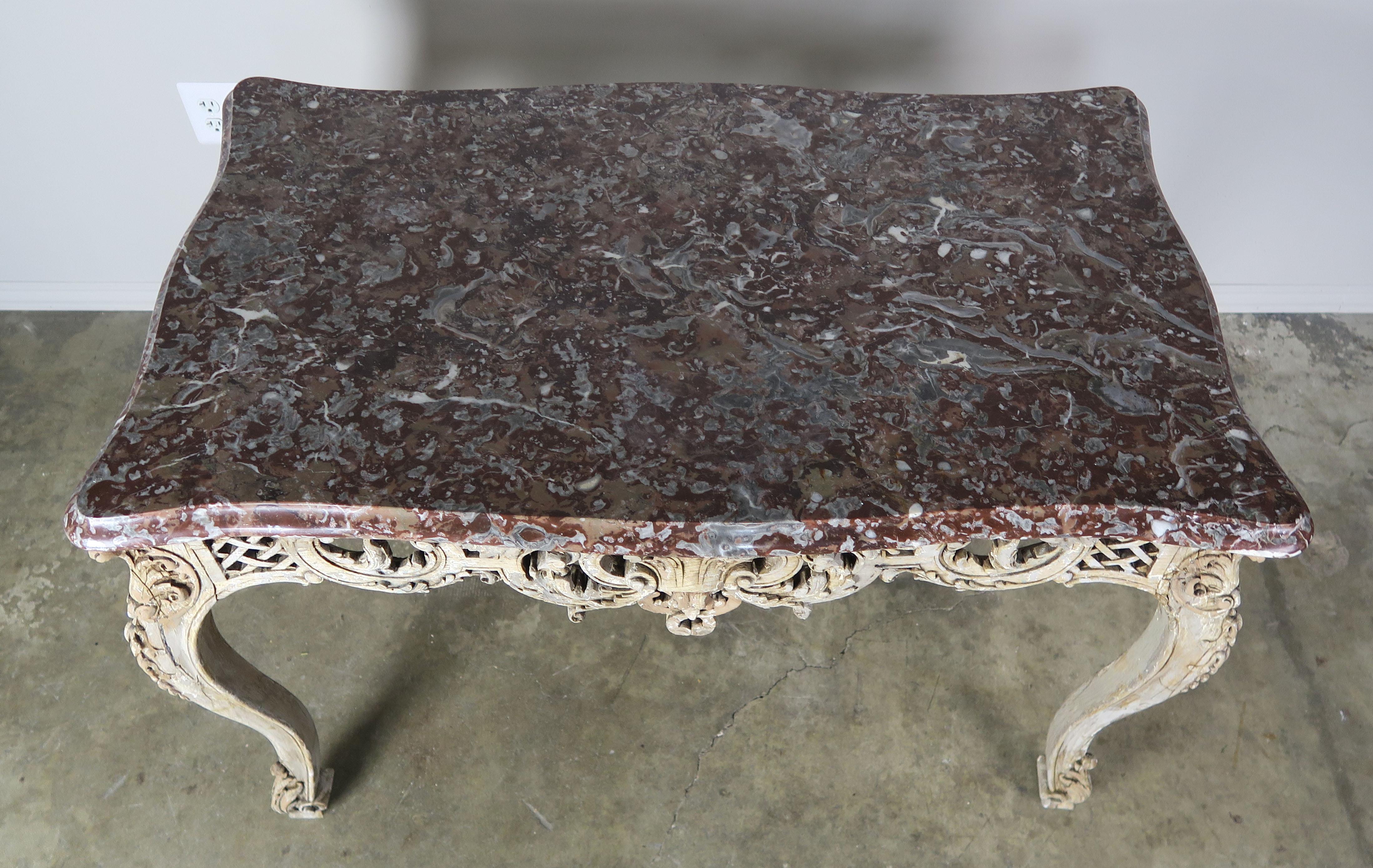 19th Century French Carved Table with Marble Top 6
