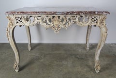 19th Century French Carved Table with Marble Top