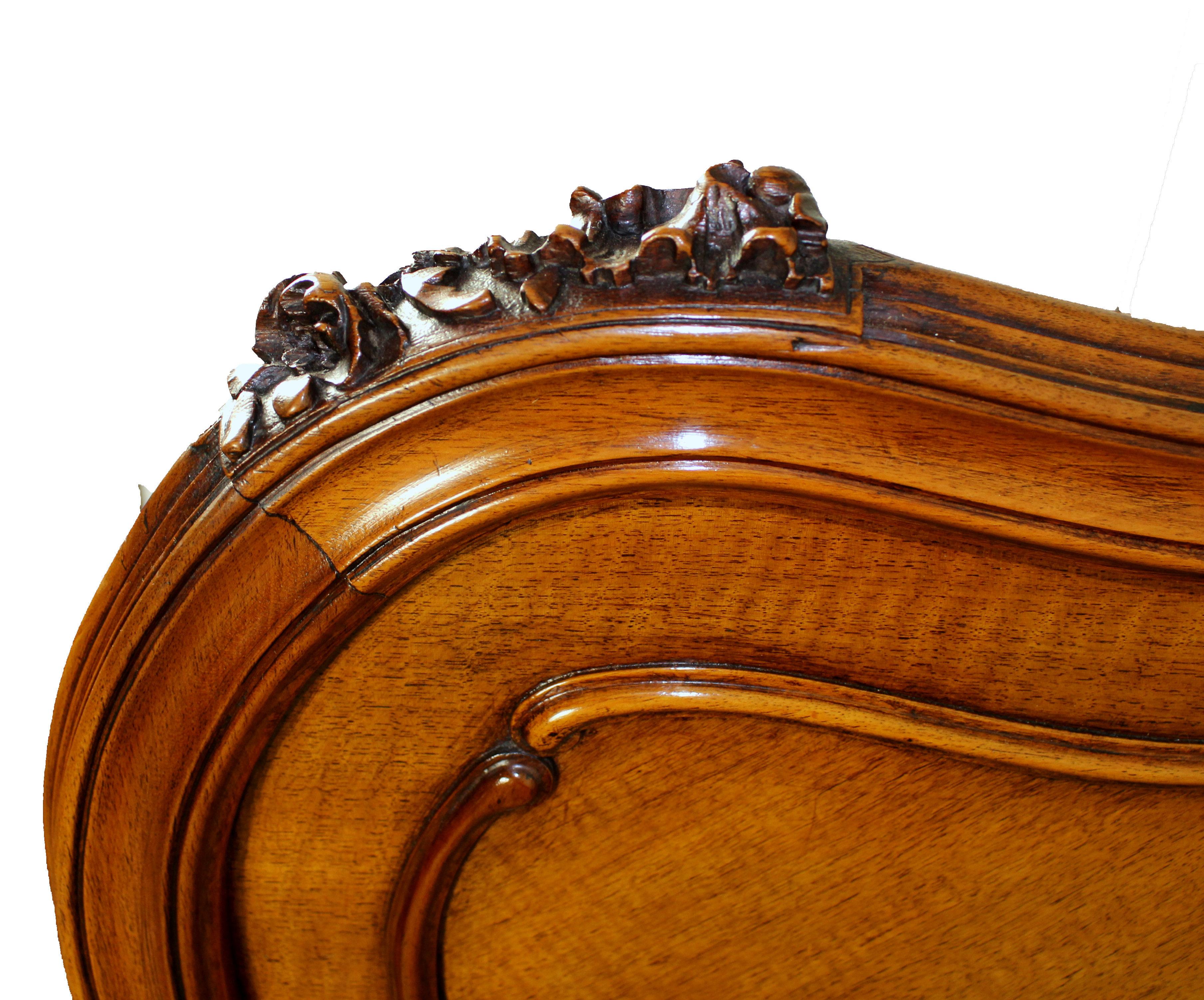 19th Century French Carved Walnut Framed Bed For Sale 1