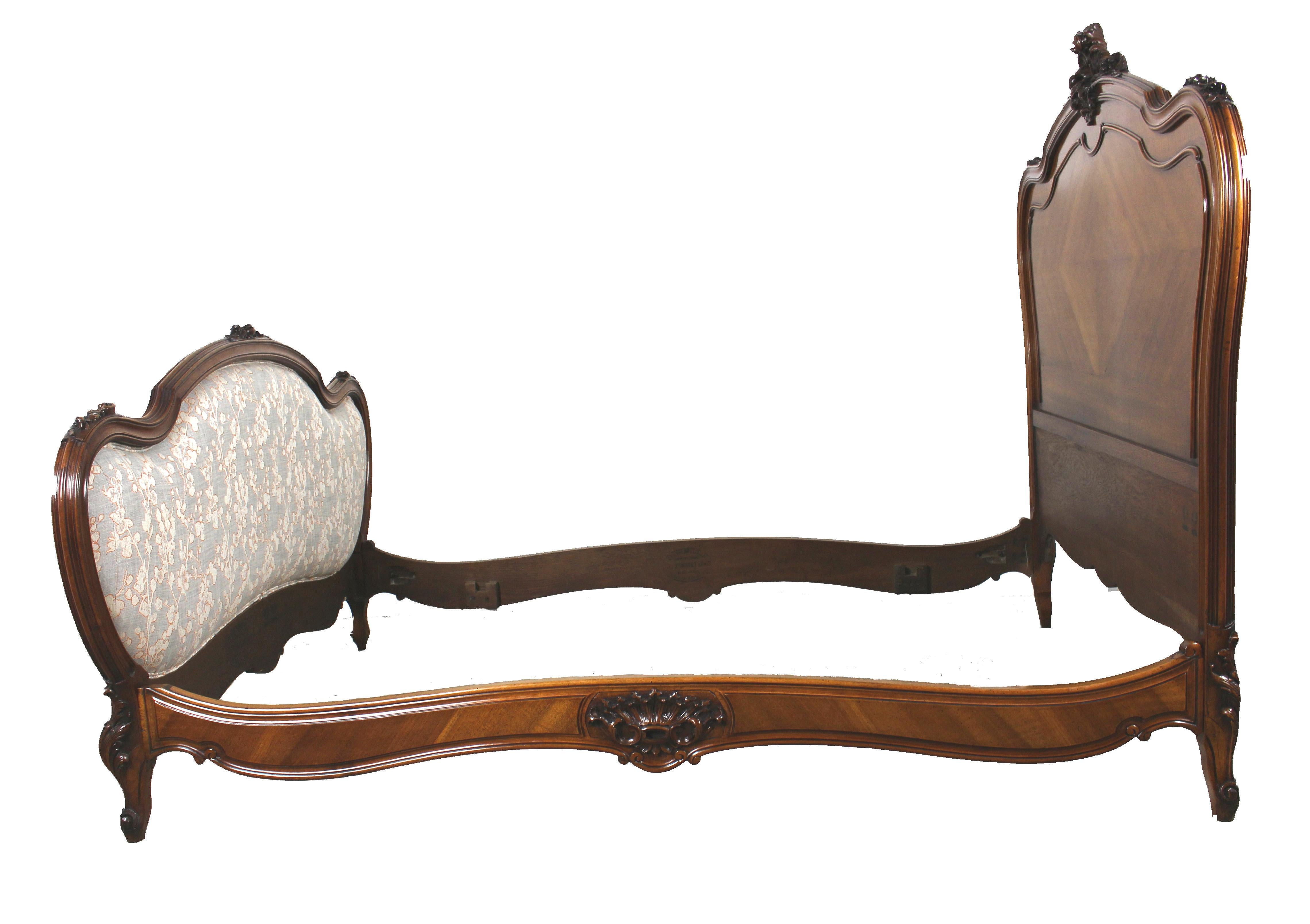 19th Century French Carved Walnut Framed Bed For Sale 4