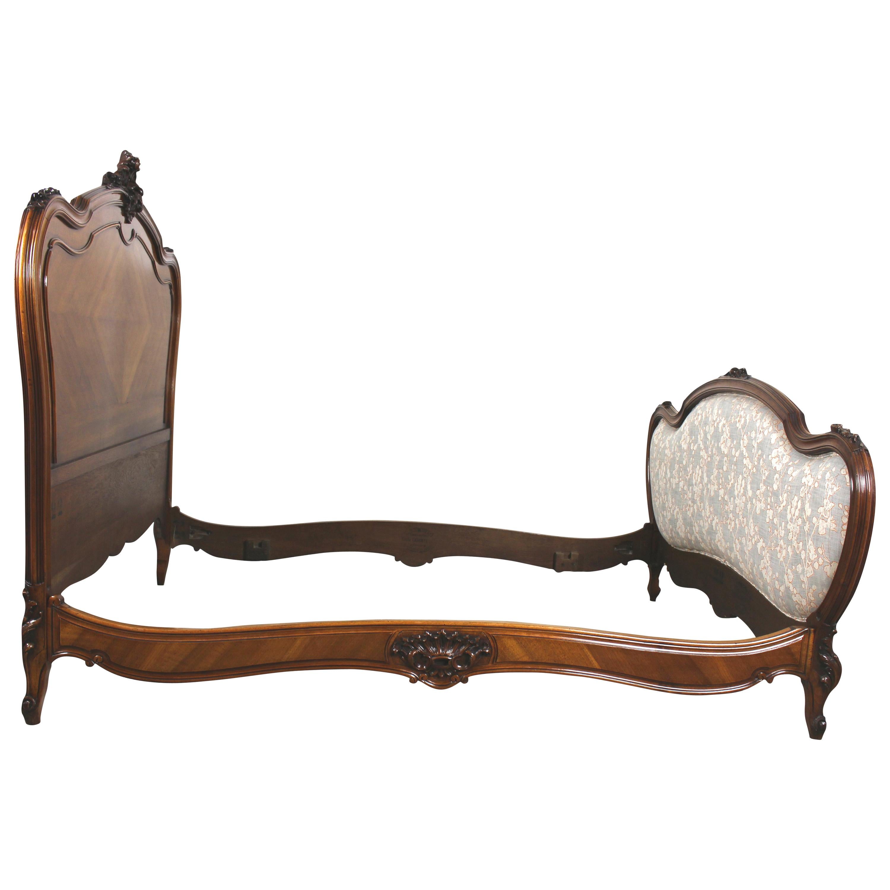 19th Century French Carved Walnut Framed Bed For Sale