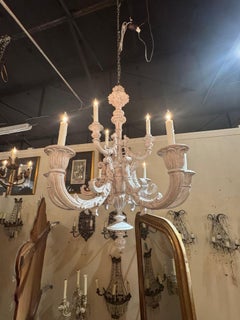 19th c. French Carved Whitewashed Chandelier