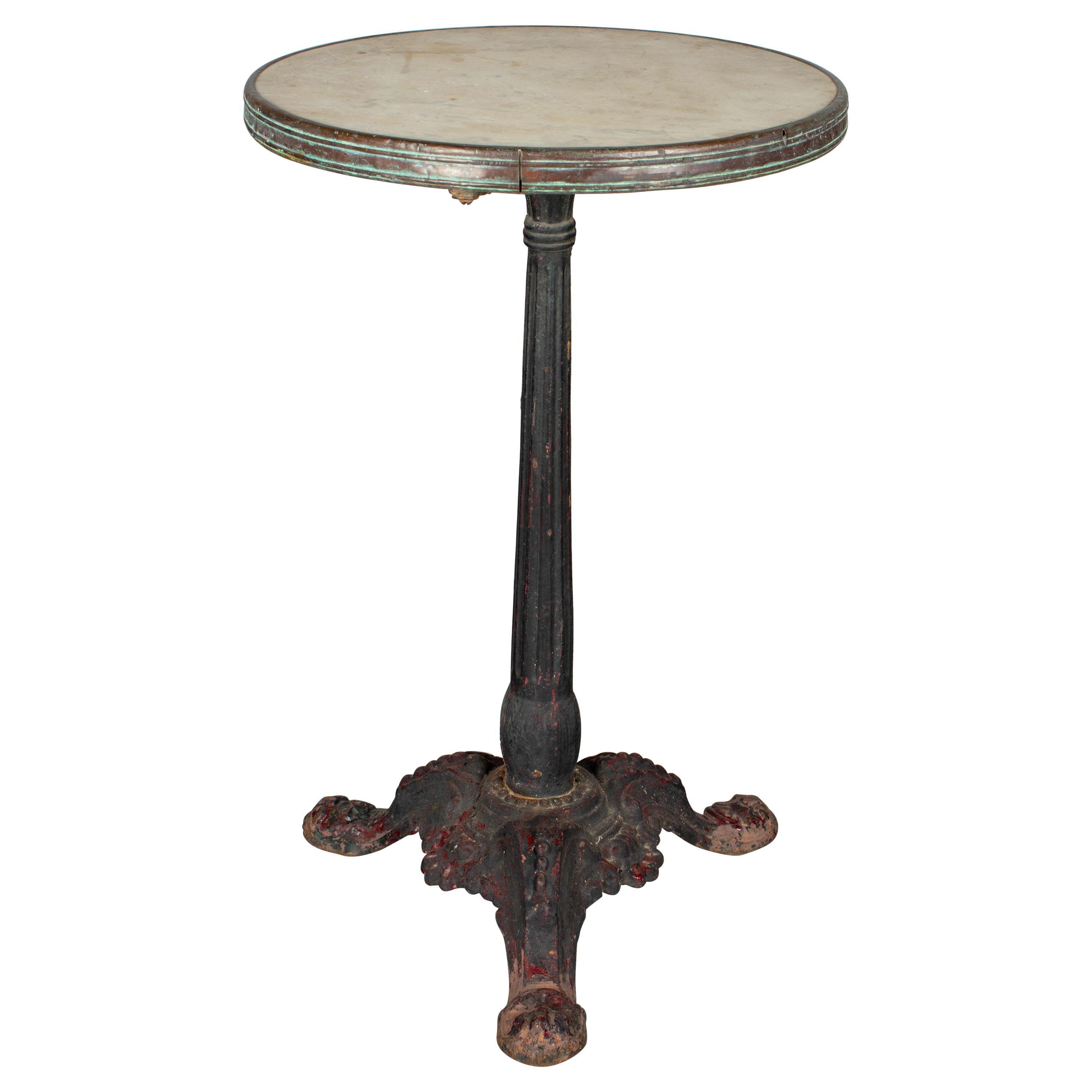 French Antique Marble and Iron Bistro Table at 1stdibs