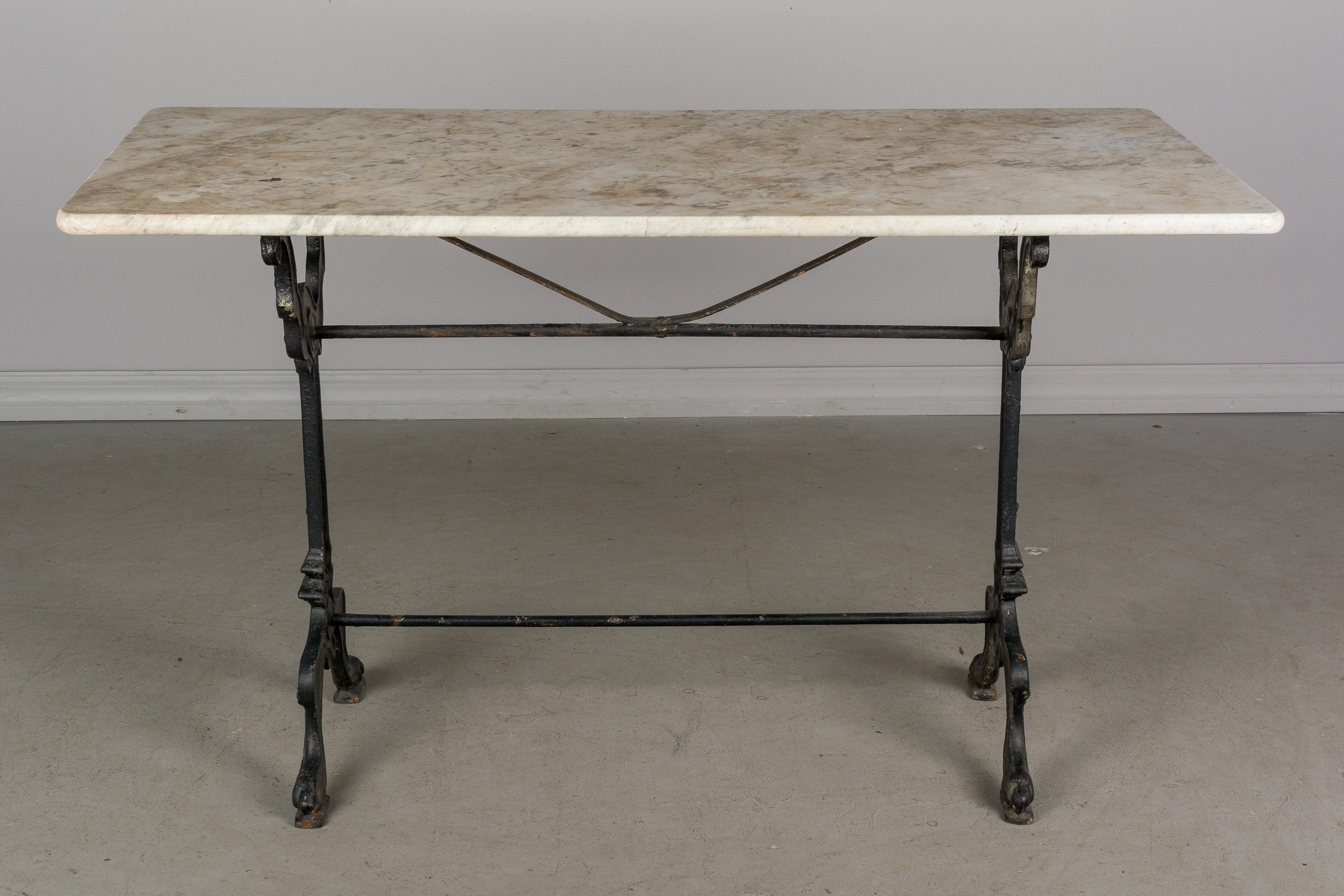 French Provincial 19th Century French Cast Iron Marble-Top Bistro Table