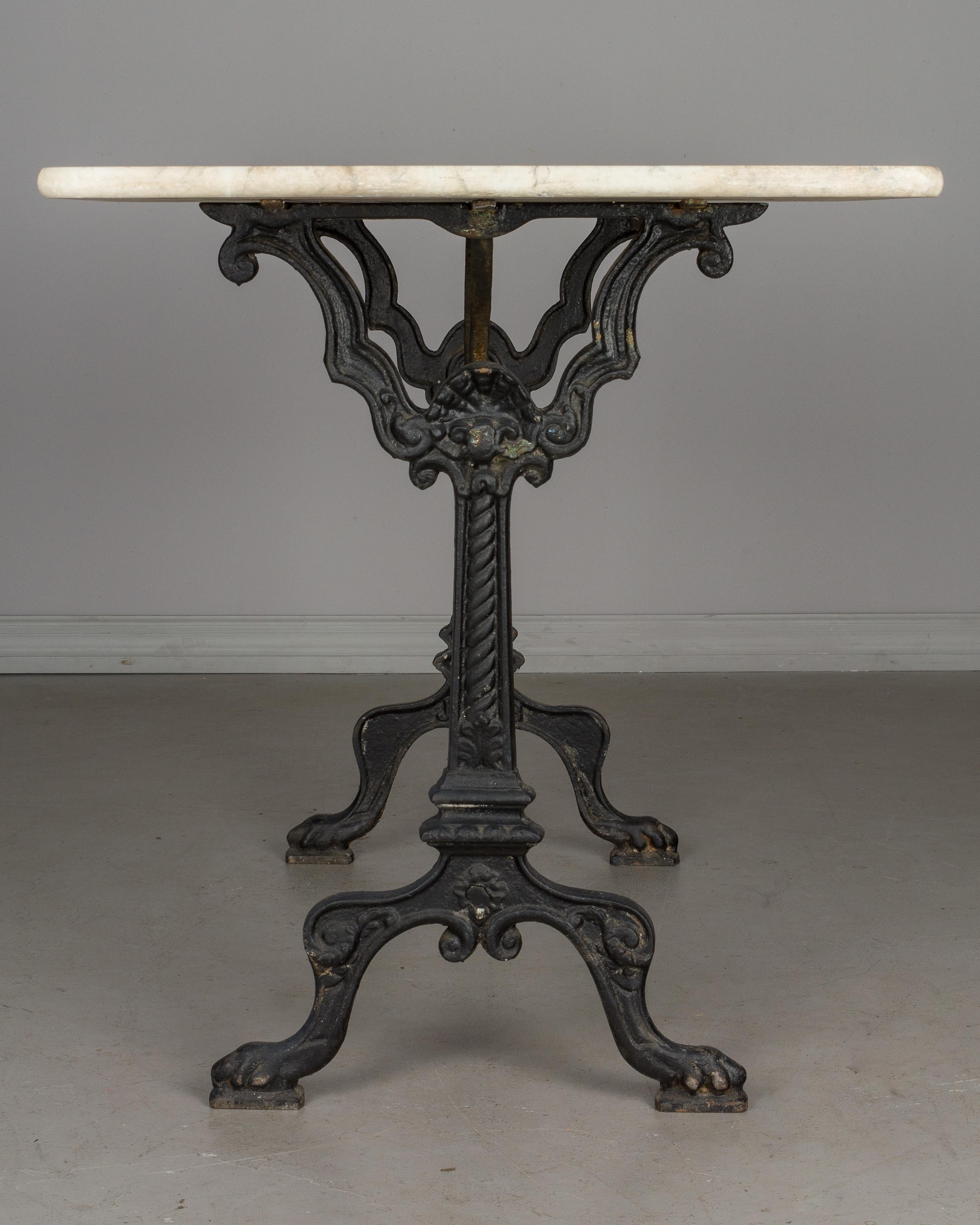 20th Century 19th Century French Cast Iron Marble-Top Bistro Table