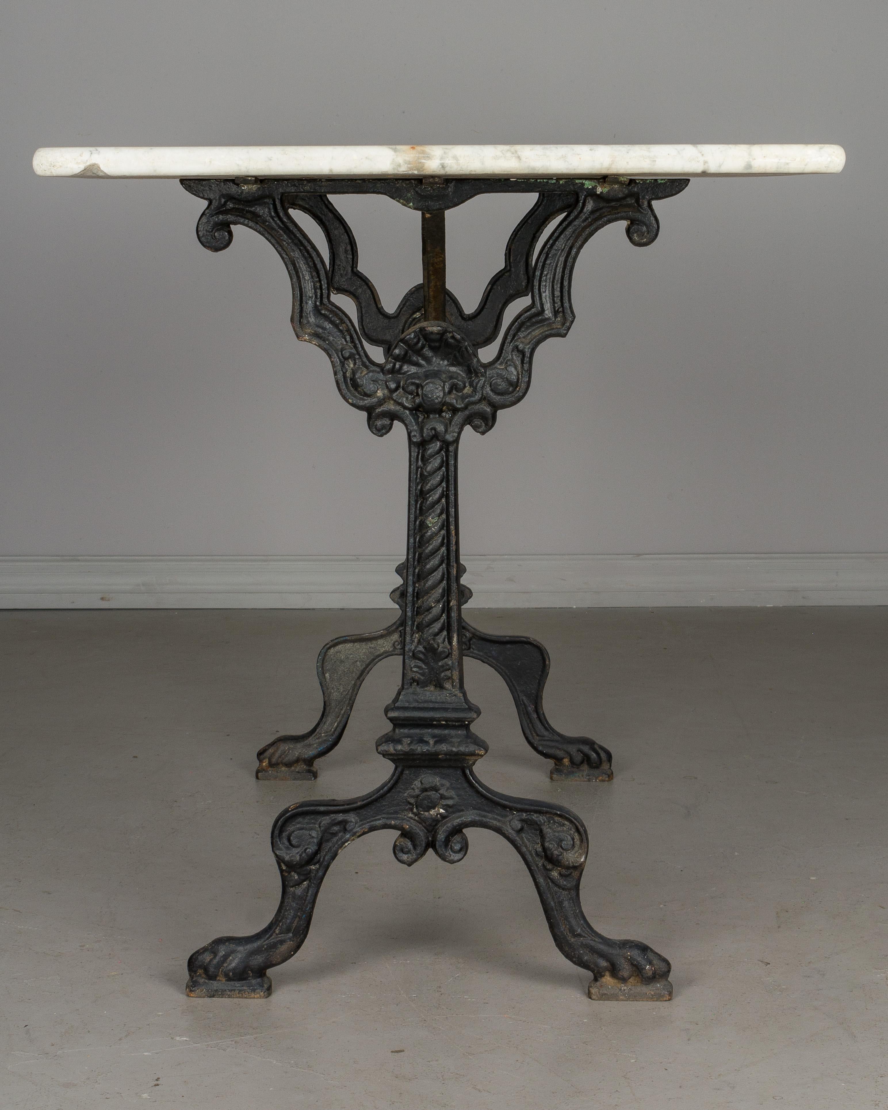 19th Century French Cast Iron Marble-Top Bistro Table 1