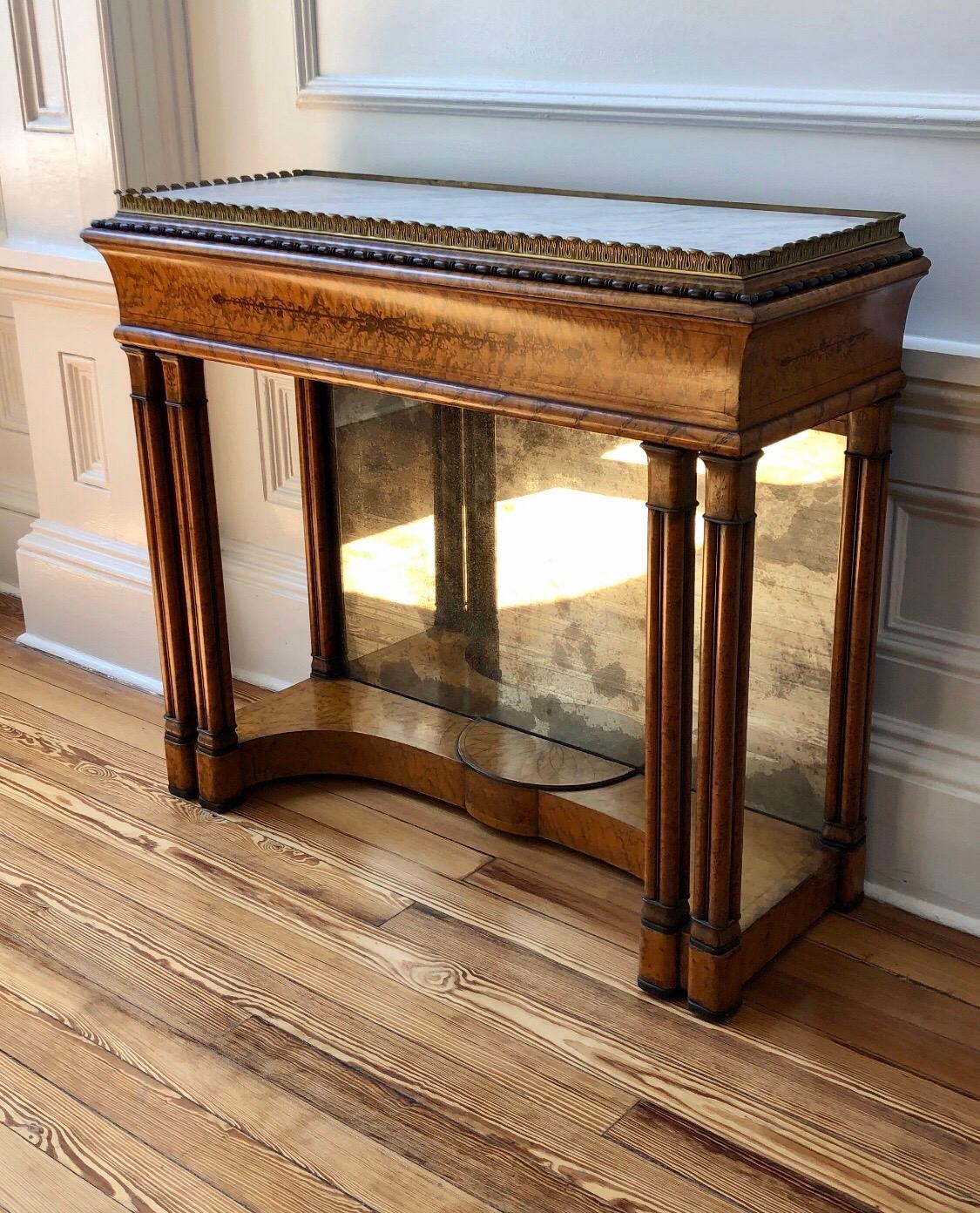 19th C. French Charles X Inlaid Birdseye Maple Jardinière Planter / Console In Good Condition For Sale In Charleston, SC