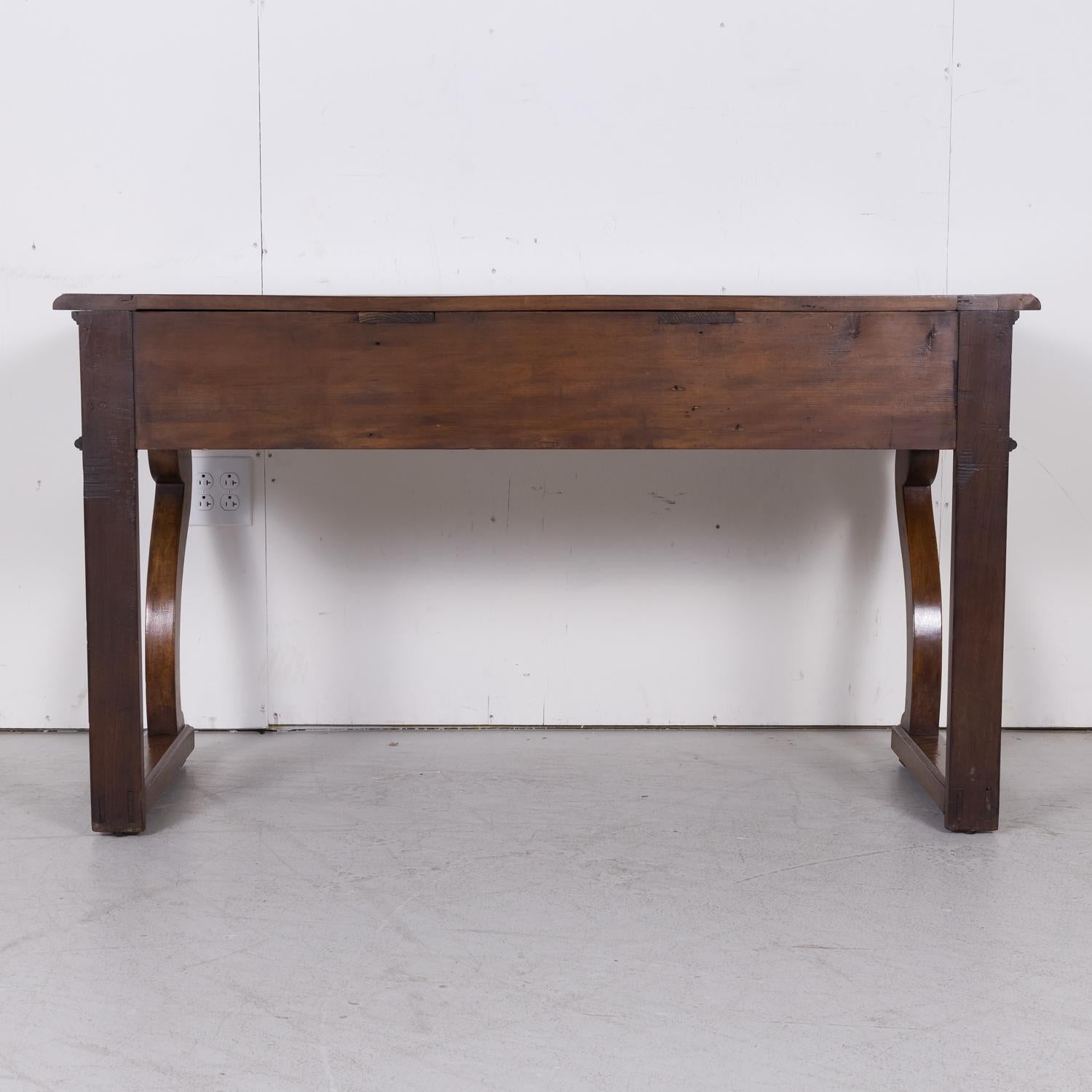 19th C. French Charles X Period Walnut Console w/Drawers for Vachon-Bavoux & Cie For Sale 14