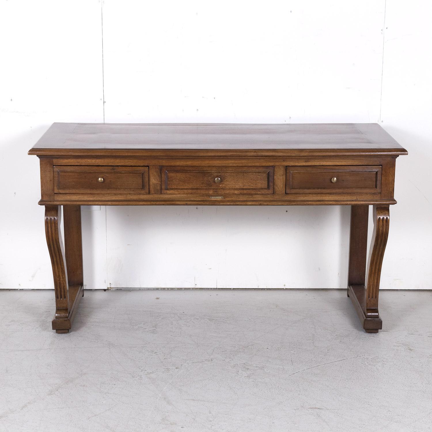 Early 19th Century 19th C. French Charles X Period Walnut Console w/Drawers for Vachon-Bavoux & Cie For Sale